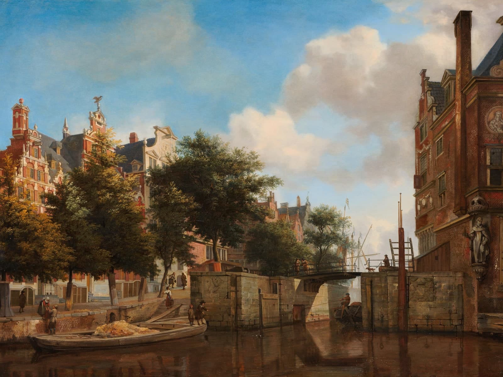 Gezicht op Amsterdam met de Haarlemmersluis