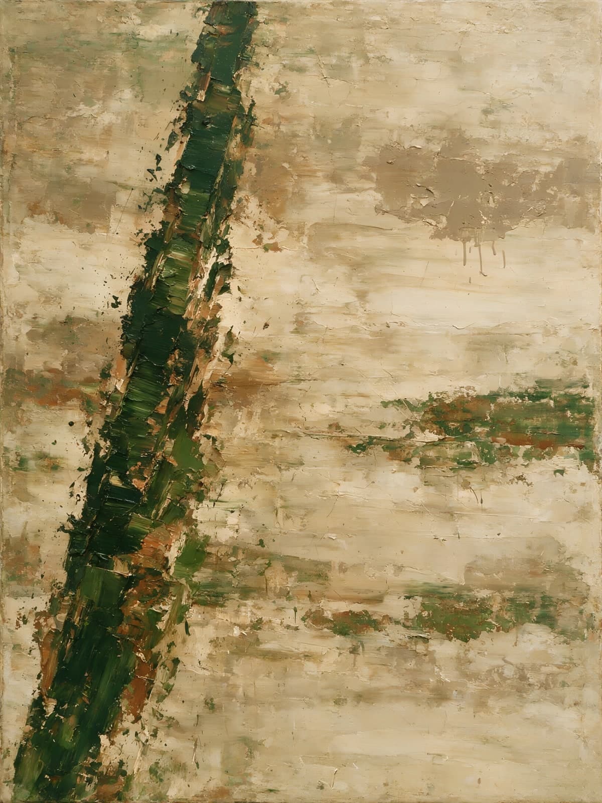 Groene diagonale streep op beige ondergrond