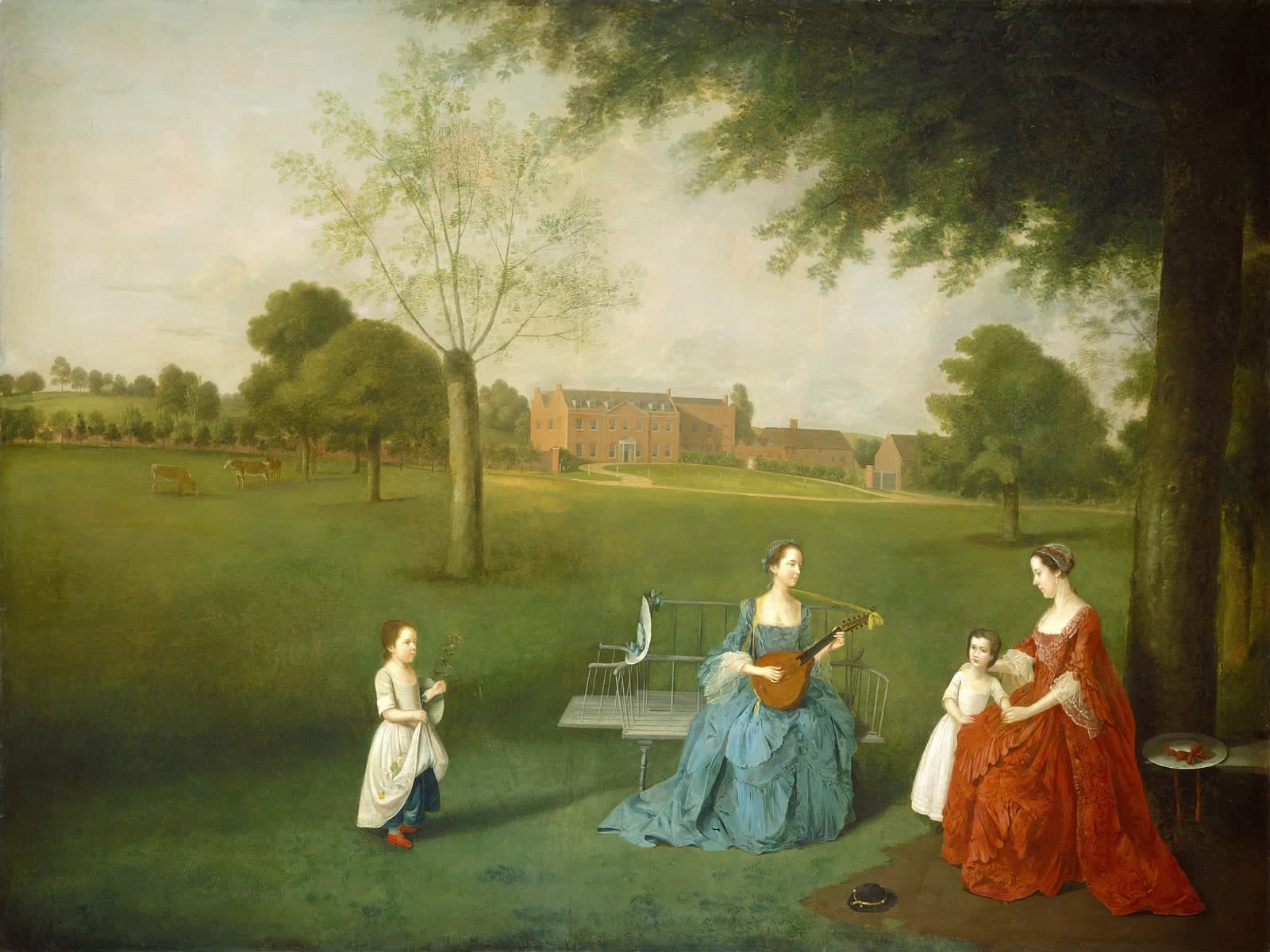Familie Maynard in het park bij Waltons