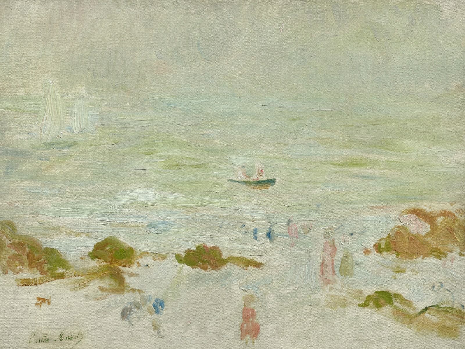 Het strand van de gravin in de nevel