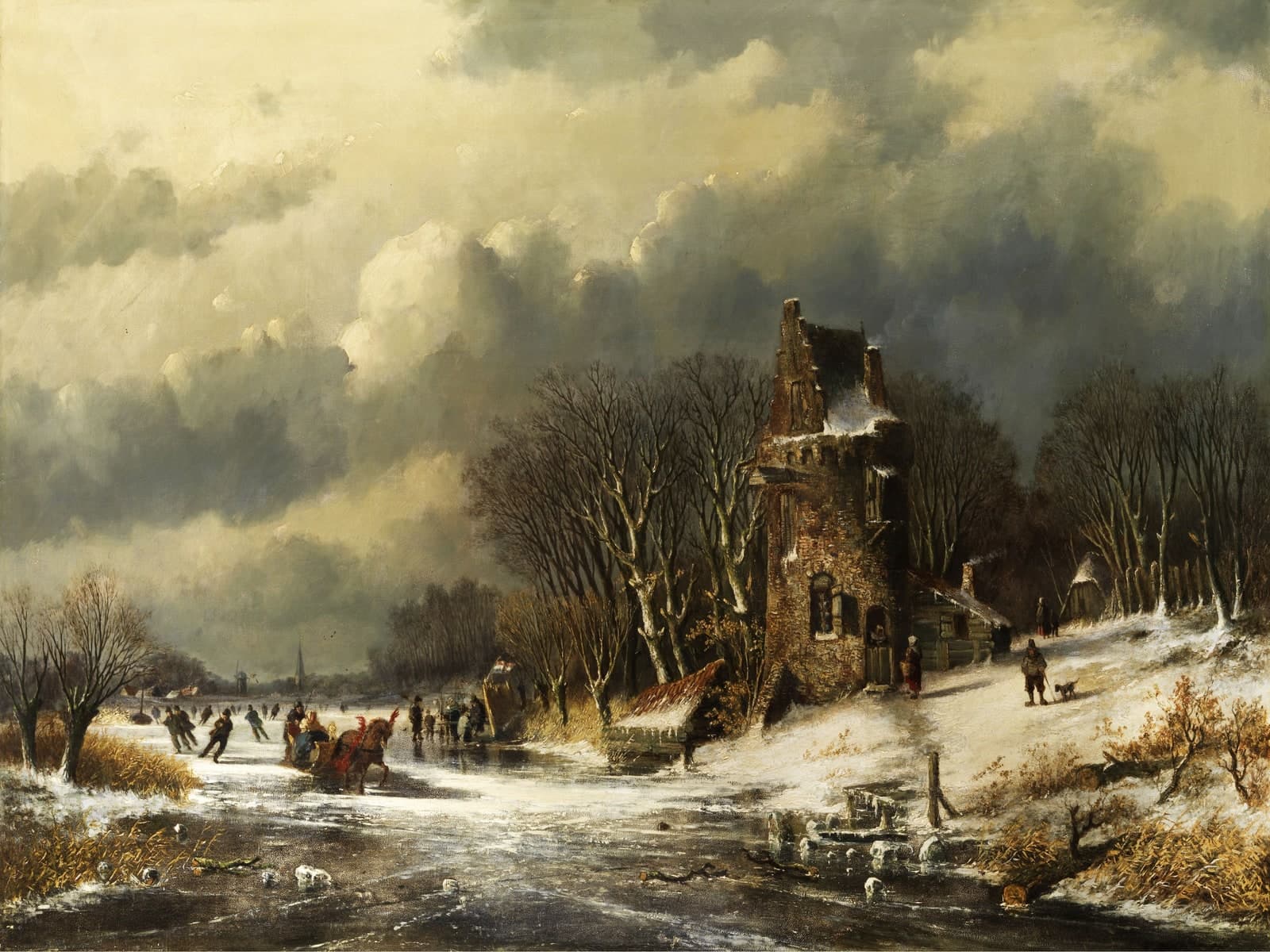 Nederlands landschap met figuren