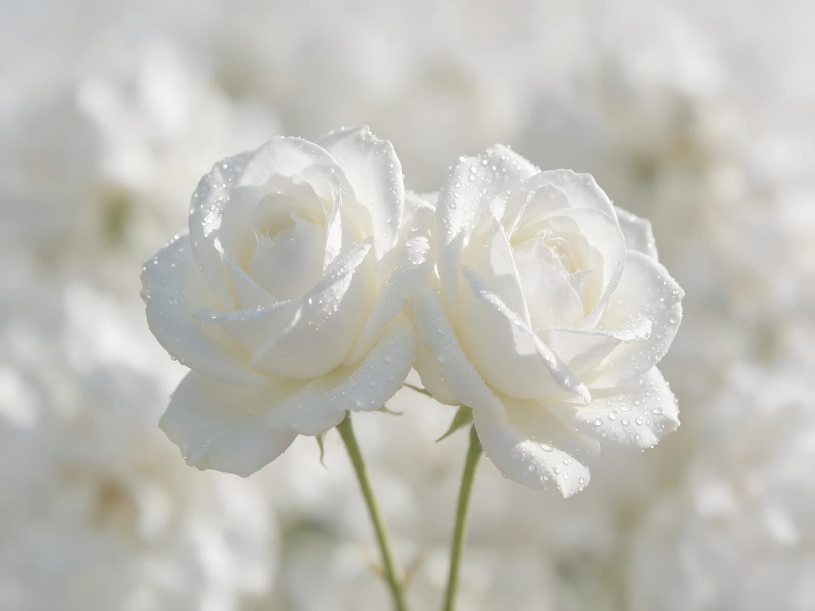 Twee witte rozen naast elkaar
