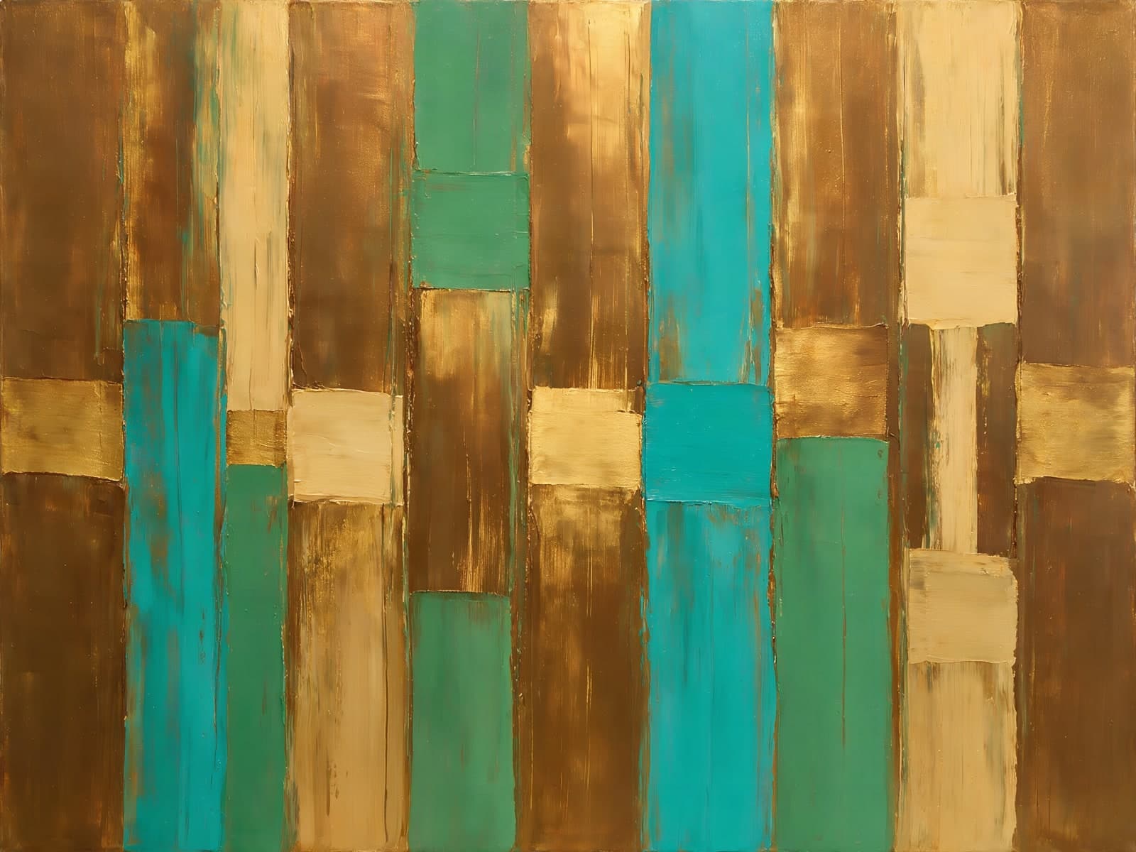Verticale gouden en turquoise banen