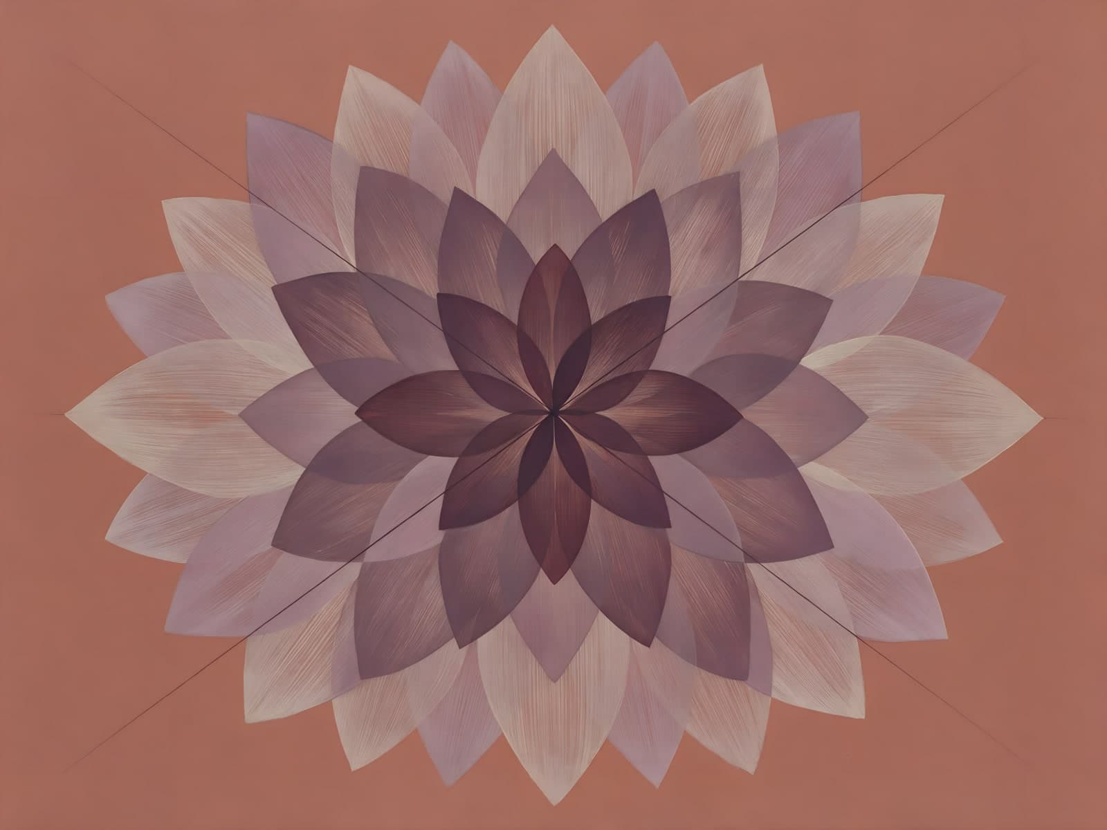 Paarse bloemvorm op terracotta ondergrond