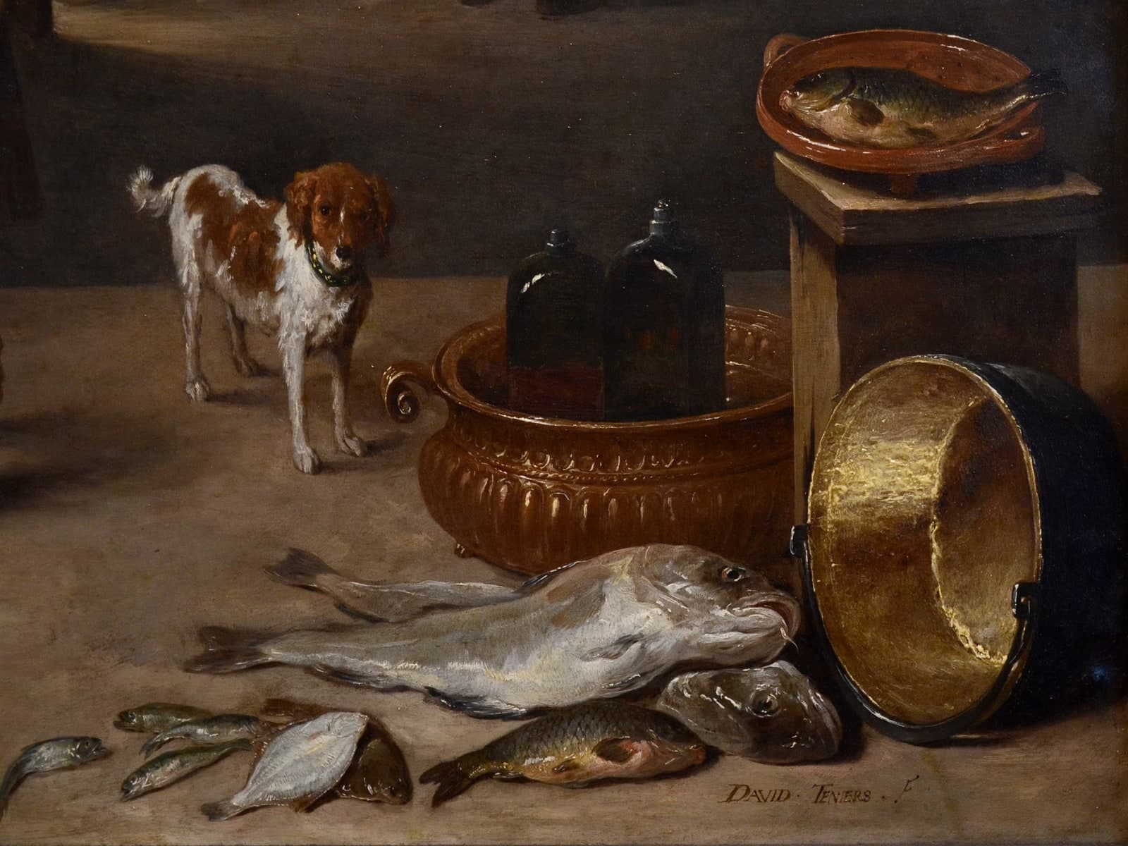 Keukeninterieur met vissen