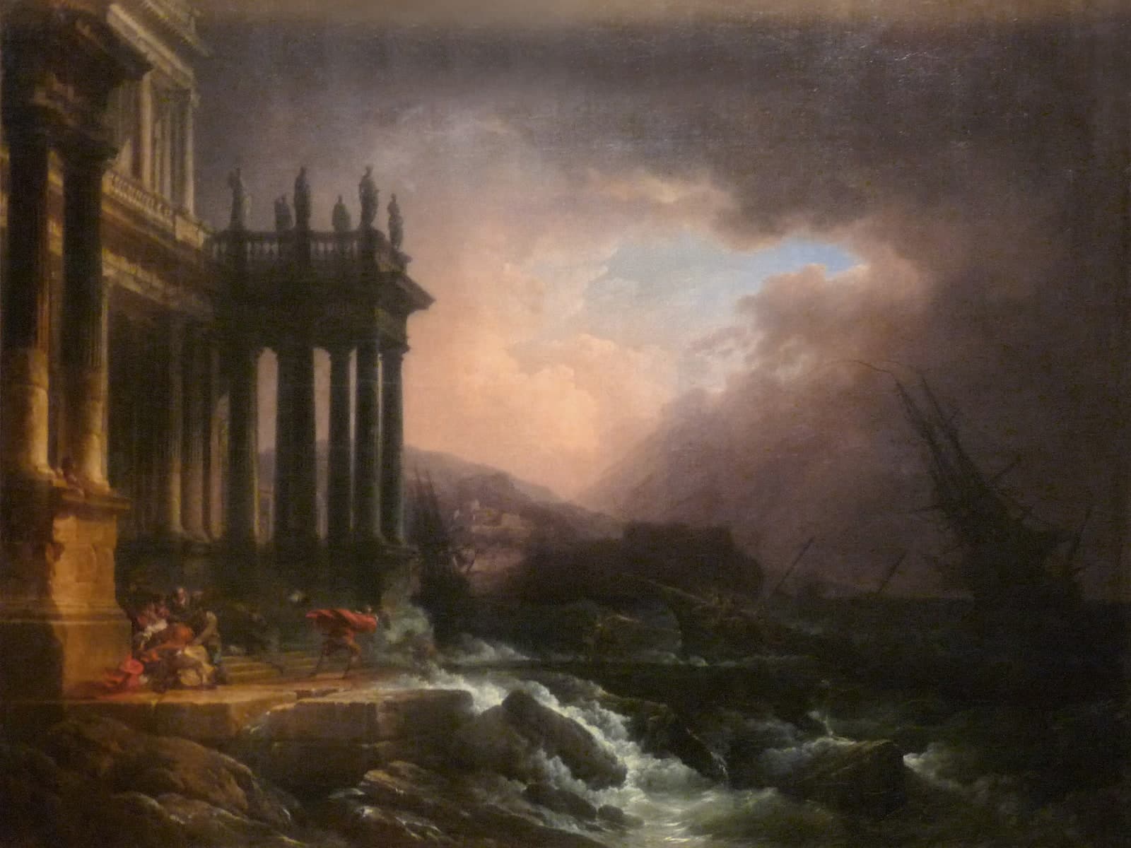 Een storm in het zicht van een haven
