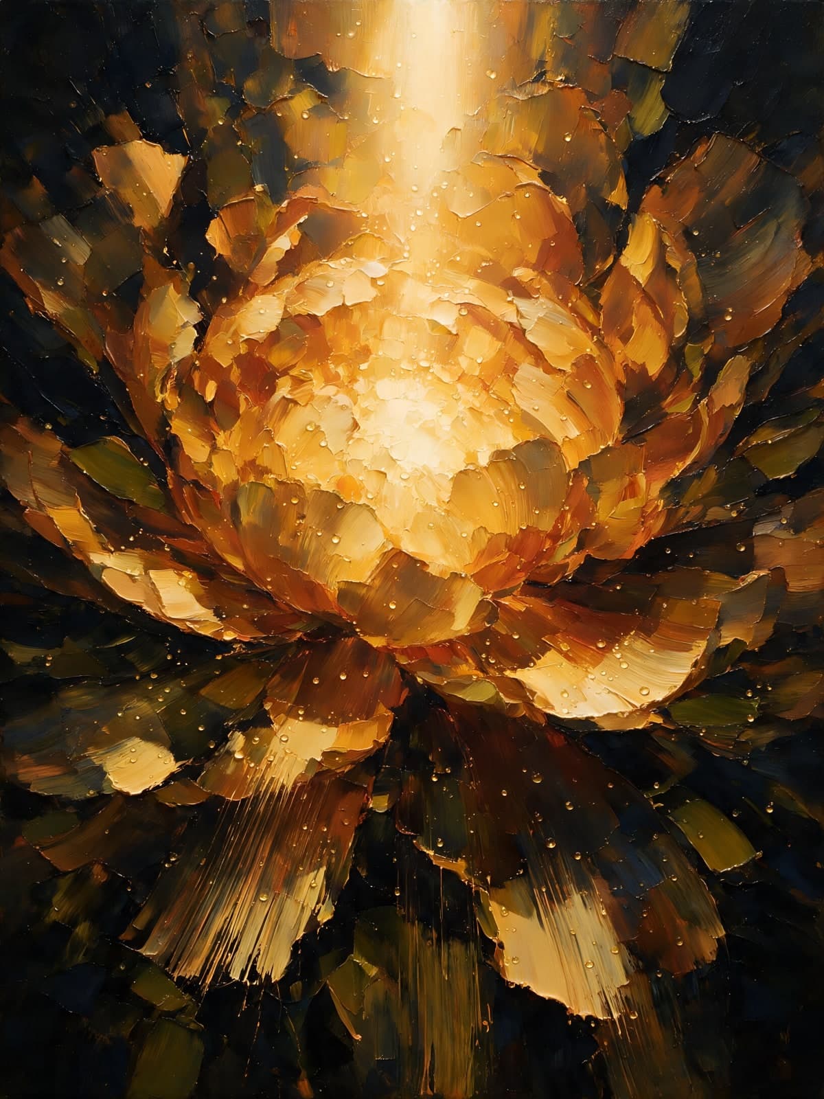 Gouden bloem met een lichtstraal erboven