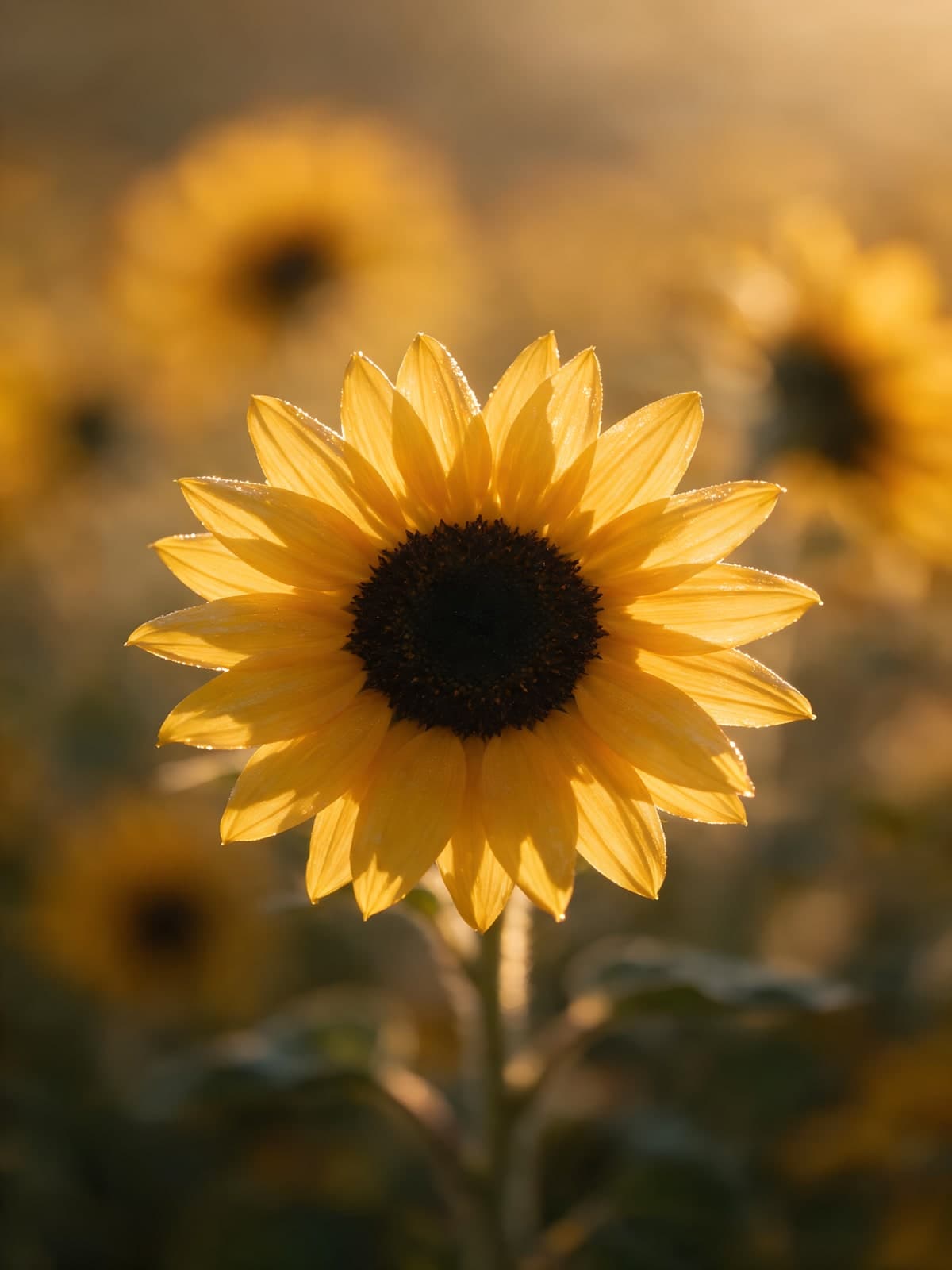 Zonnebloem in gouden tegenlicht