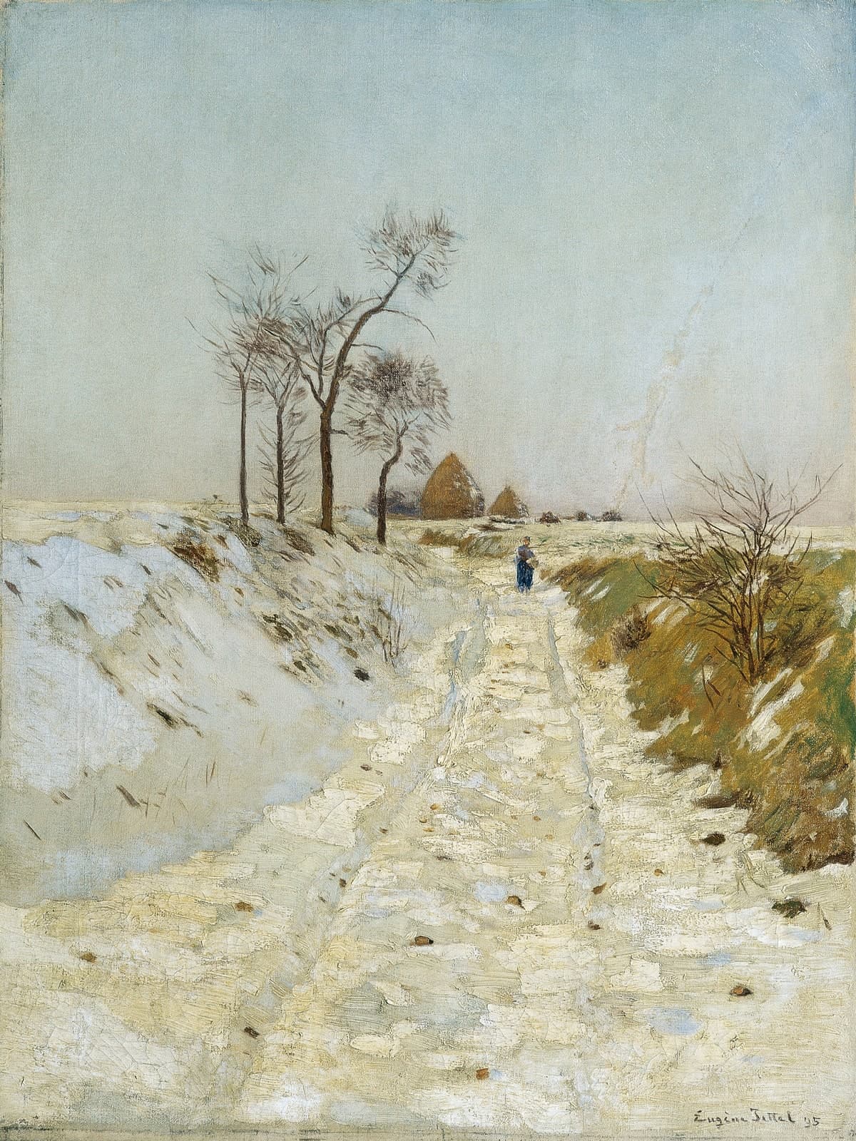 Holle weg in de winter