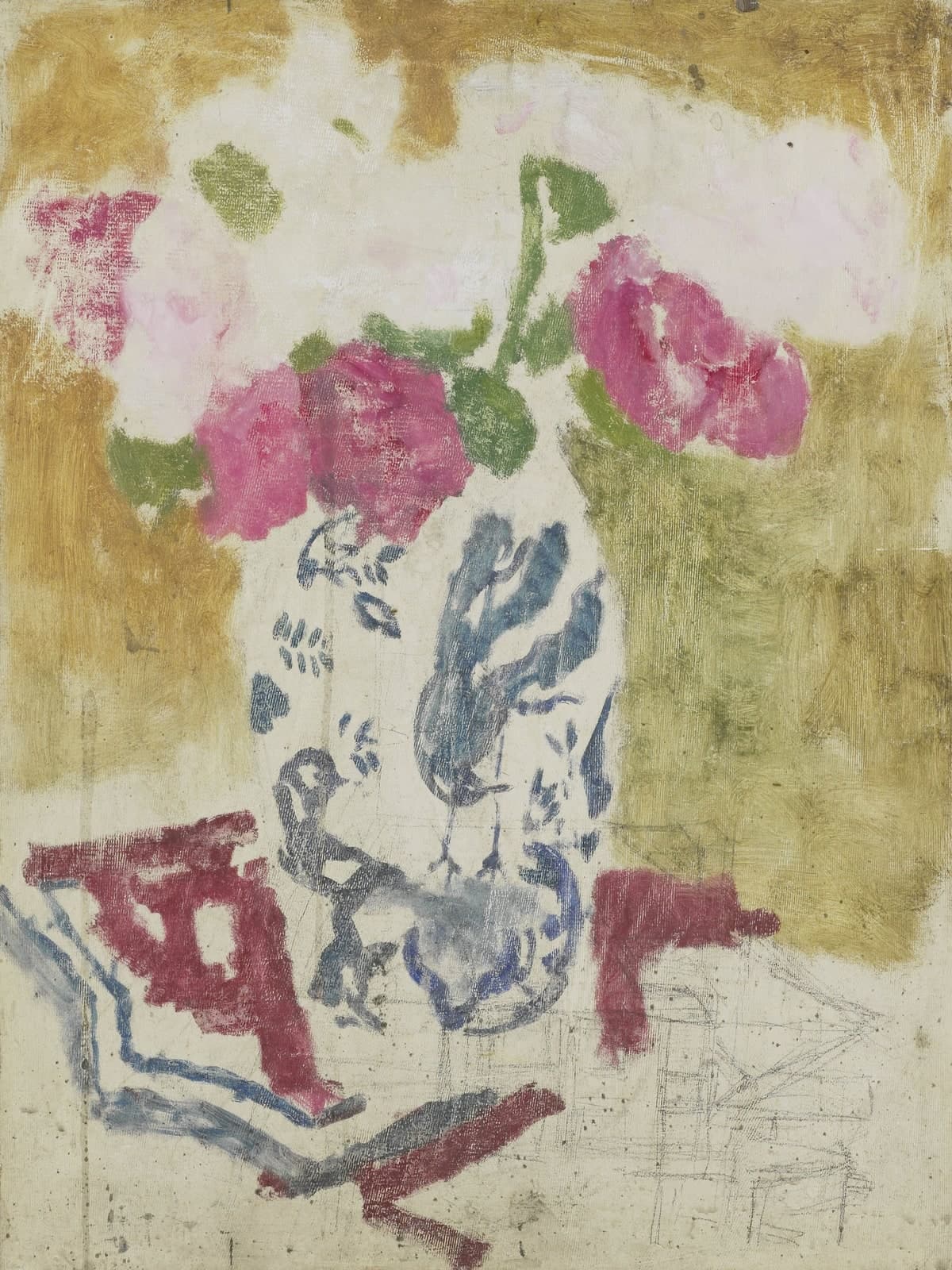 Vaas met roze bloemen