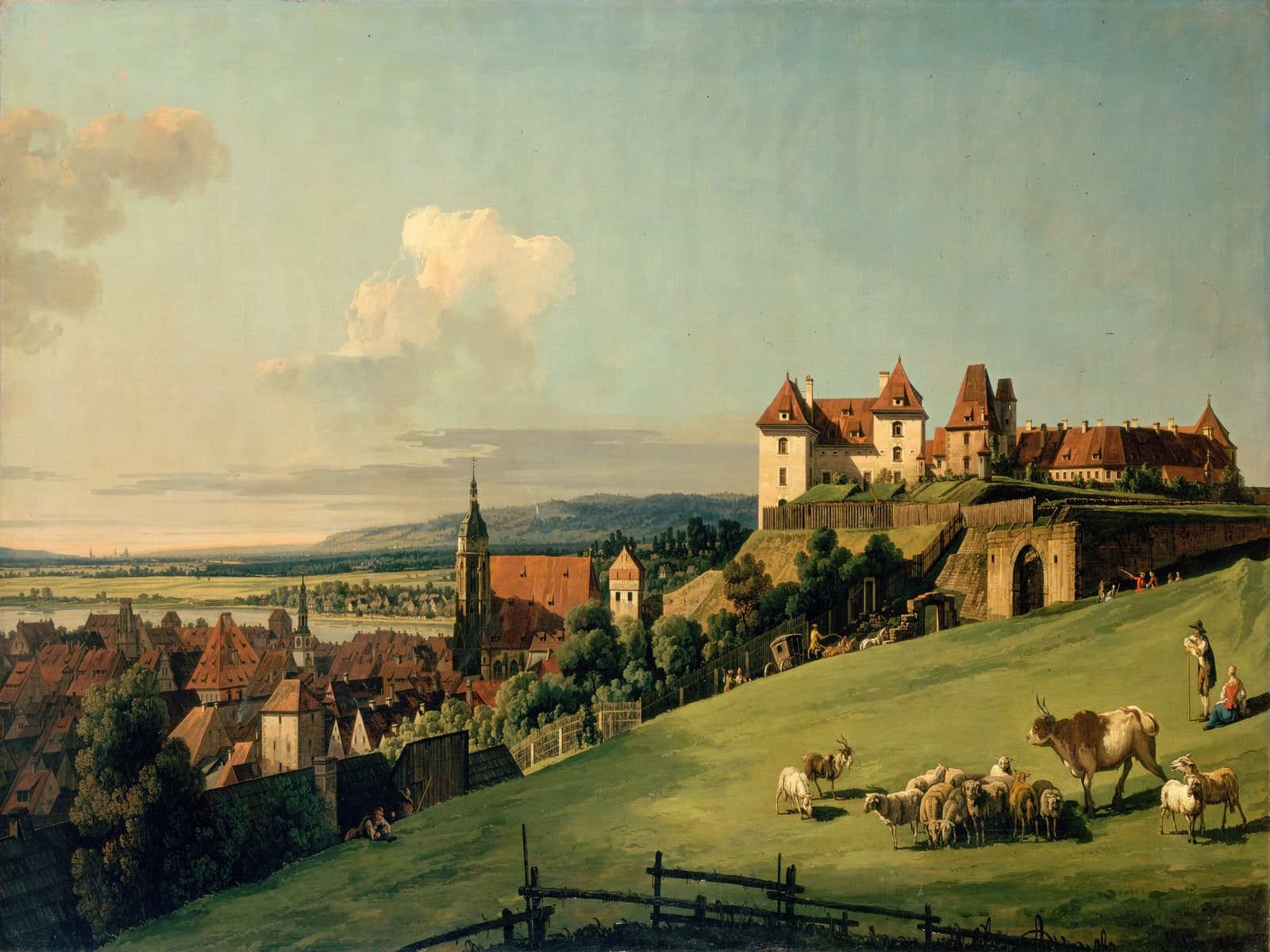 Gezicht op Pirna vanaf slot Sonnenstein