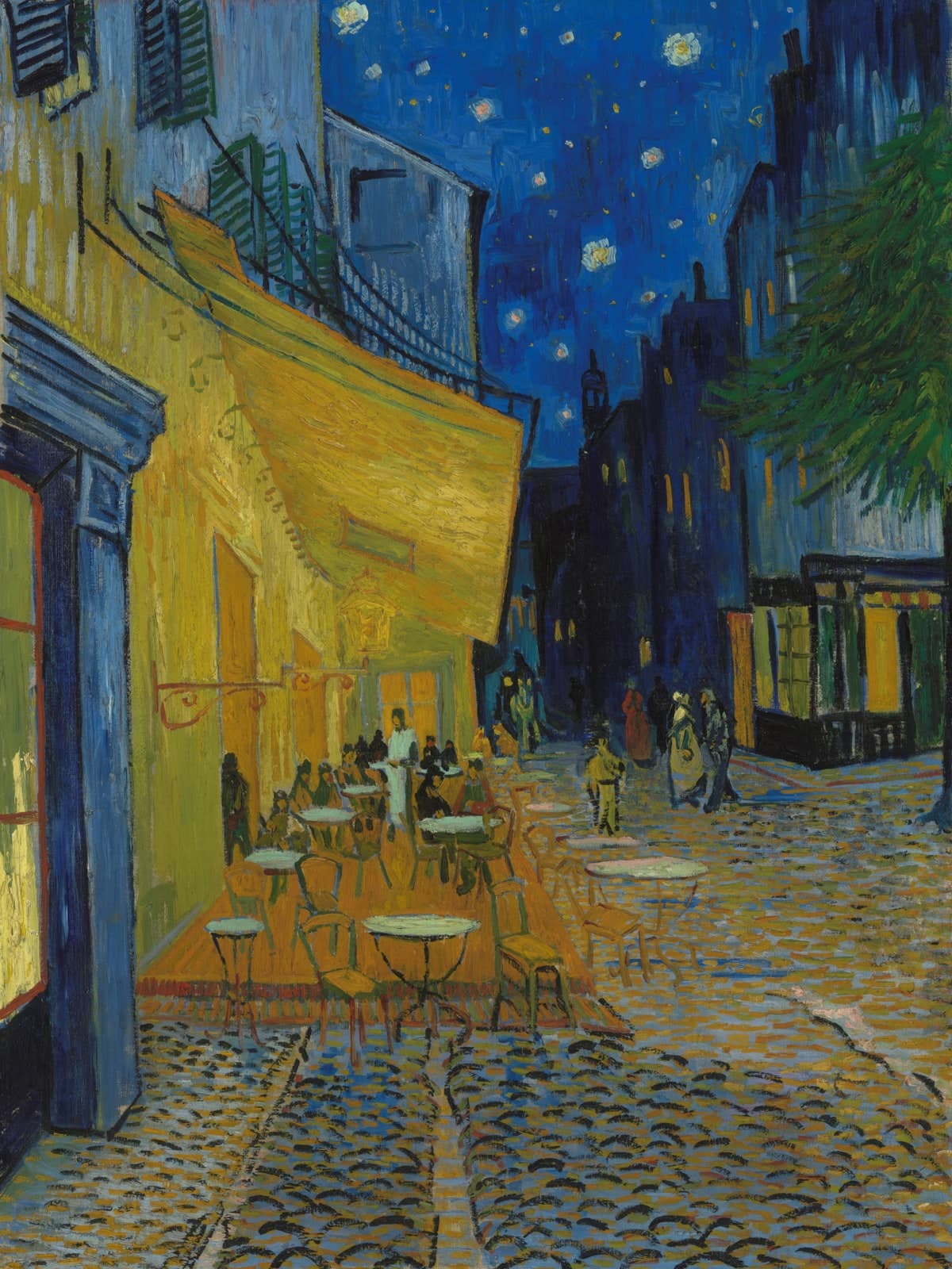 Caféterras bij nacht