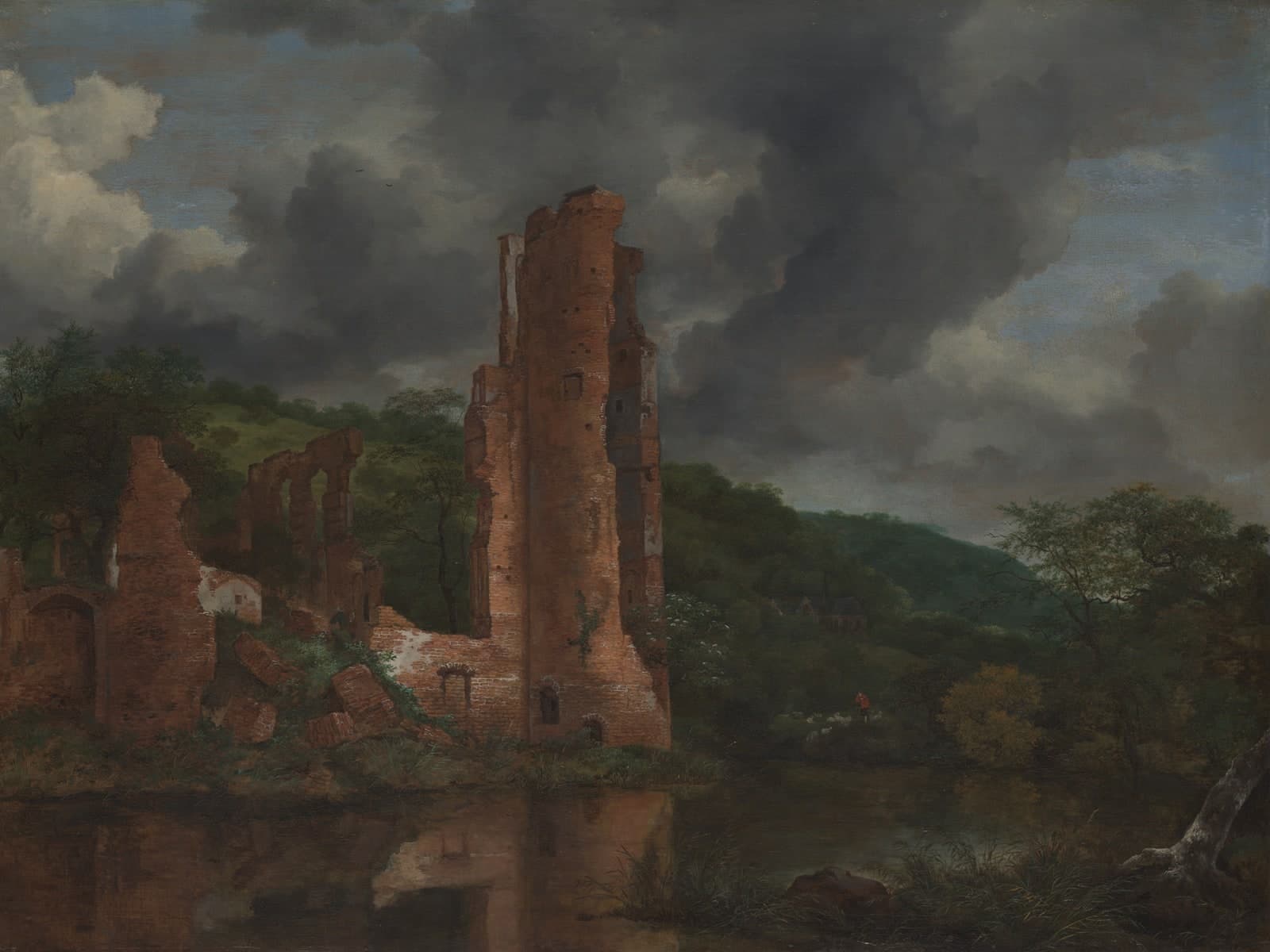 Landschap met de ruïne van kasteel Egmond