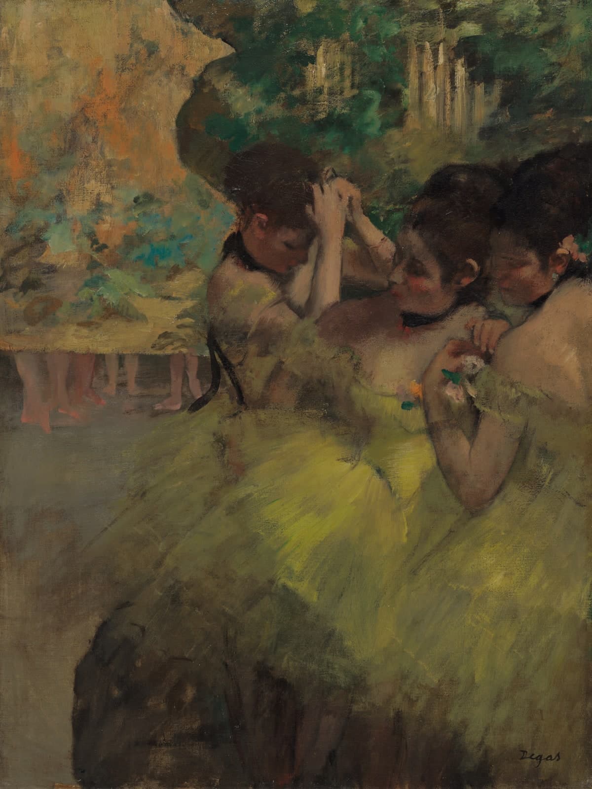 Gele danseressen in de coulissen
