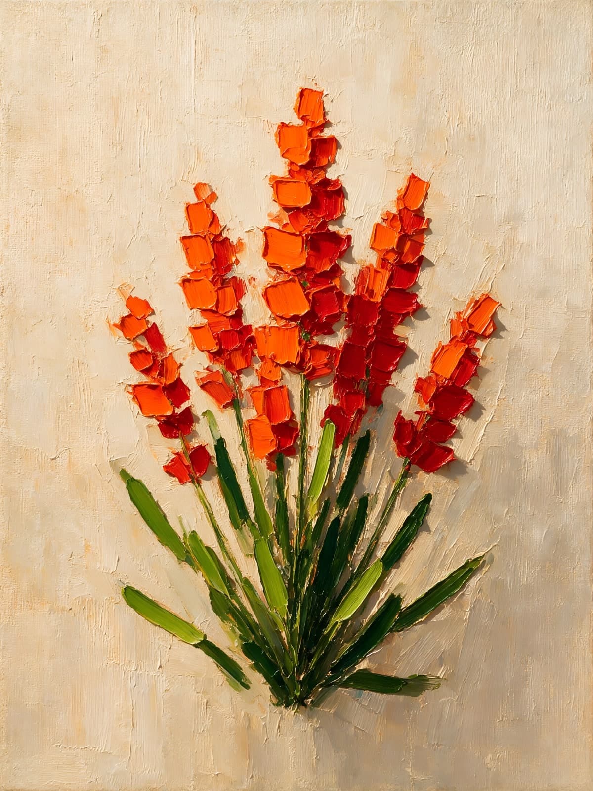 Oranjerode bloemen met groene bladeren