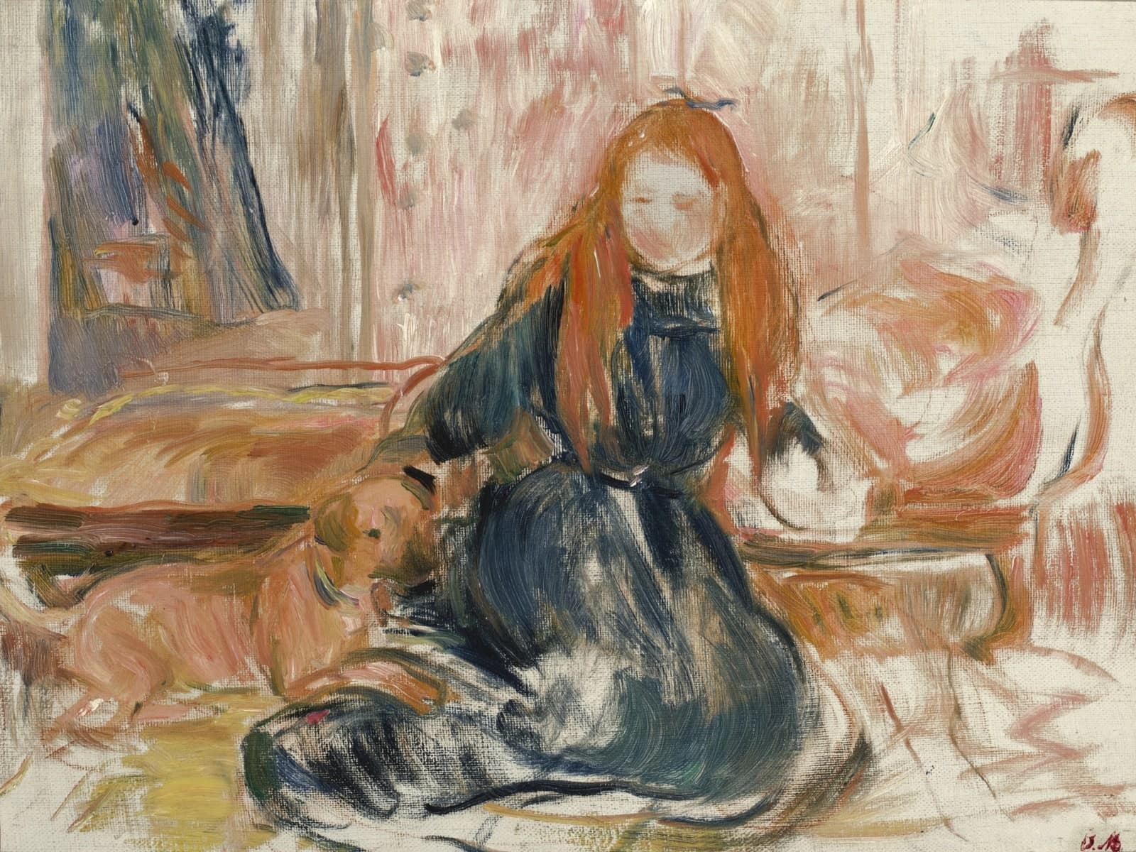 Meisje spelend met een hond