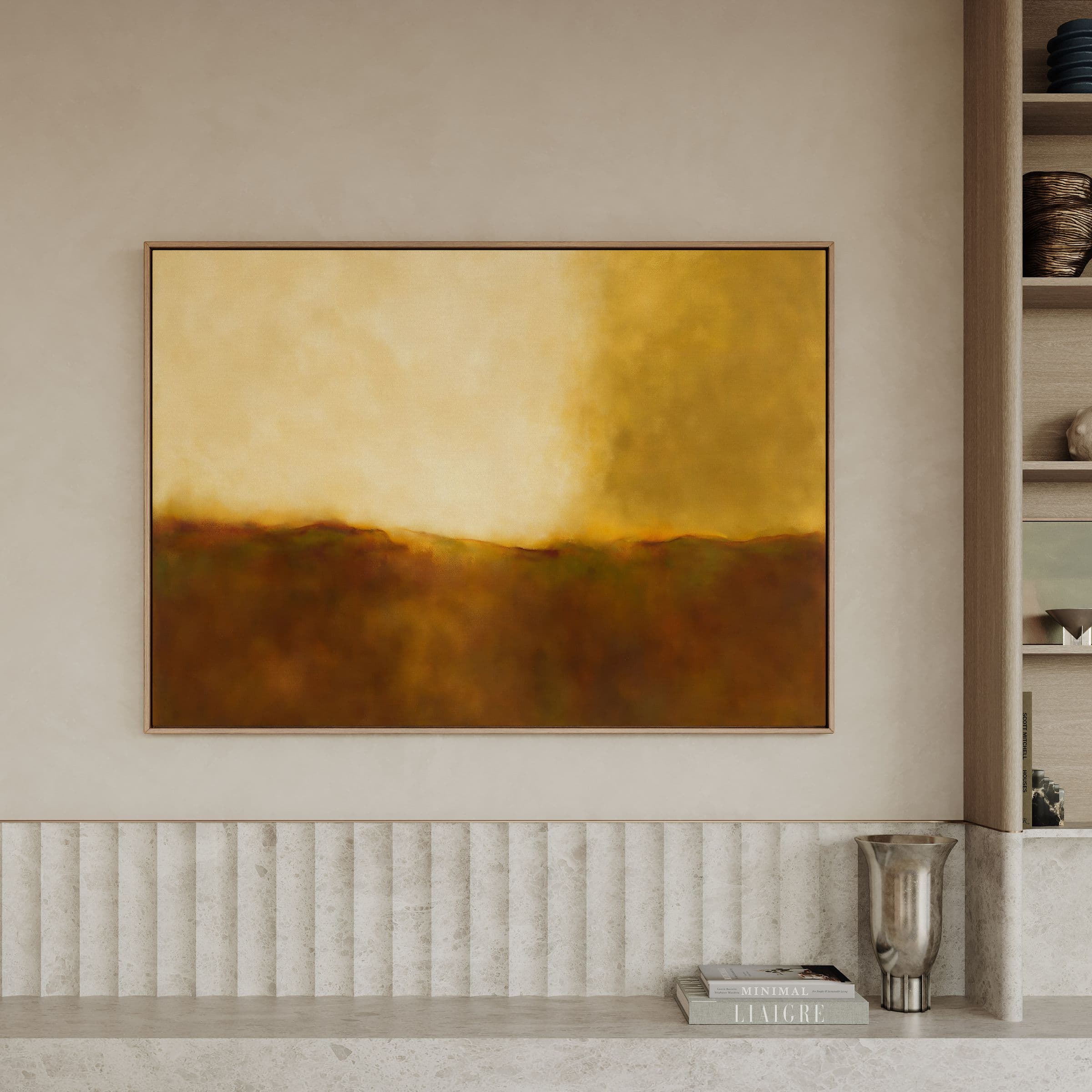 Gouden licht boven een bruin veld