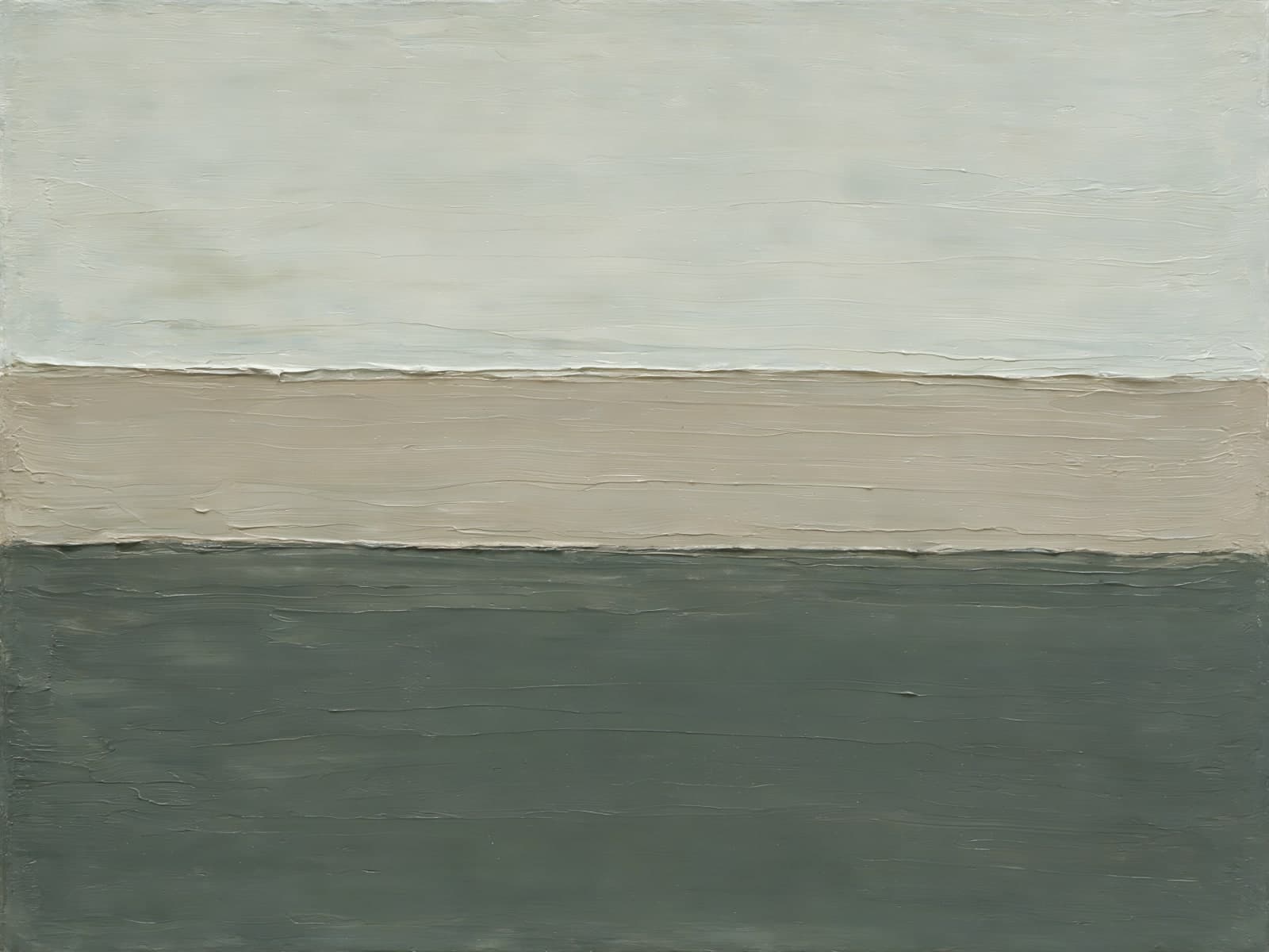 Drie horizontale banen in grijsgroen en beige