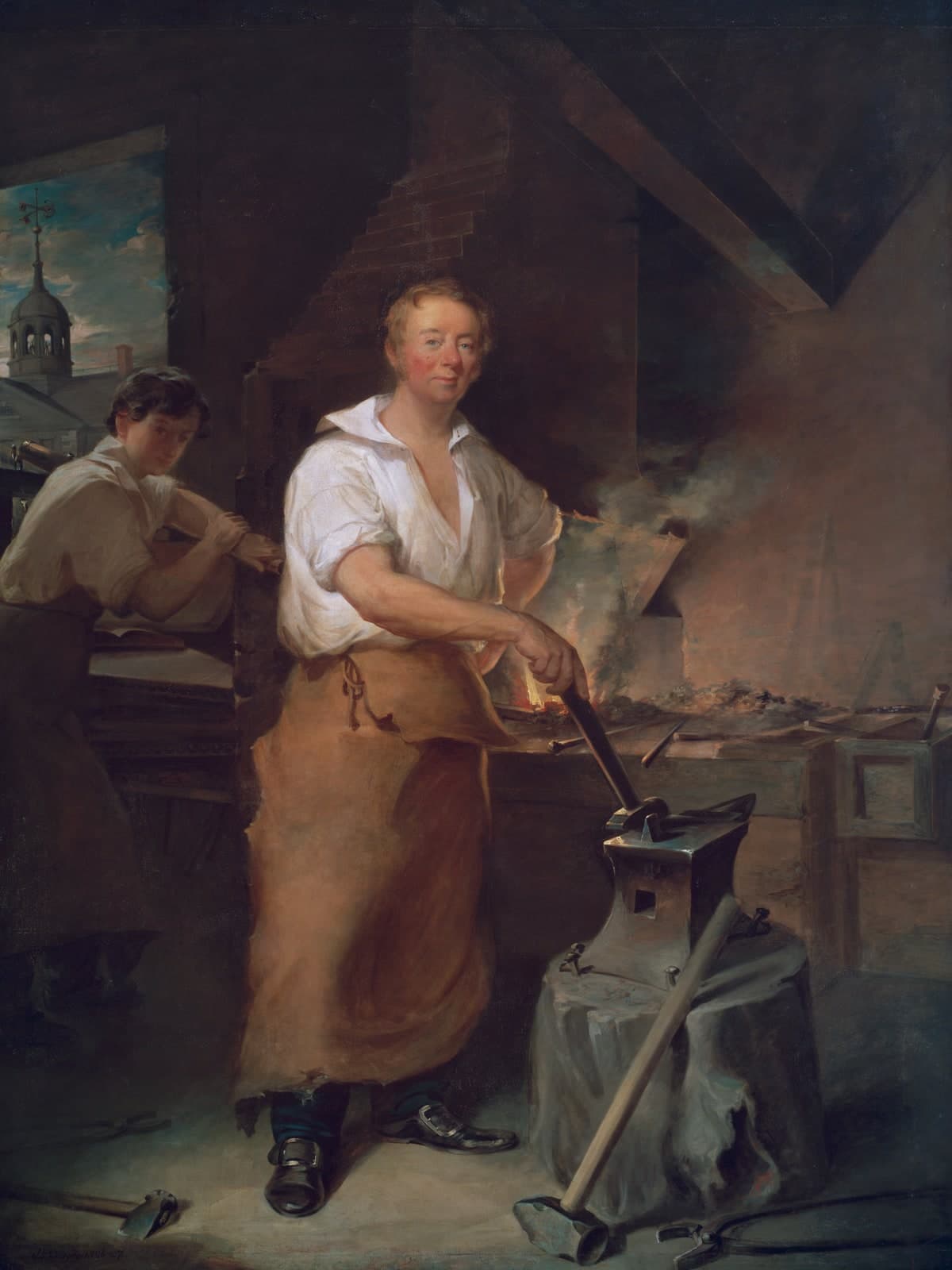 Pat Lyon bij de smidse
