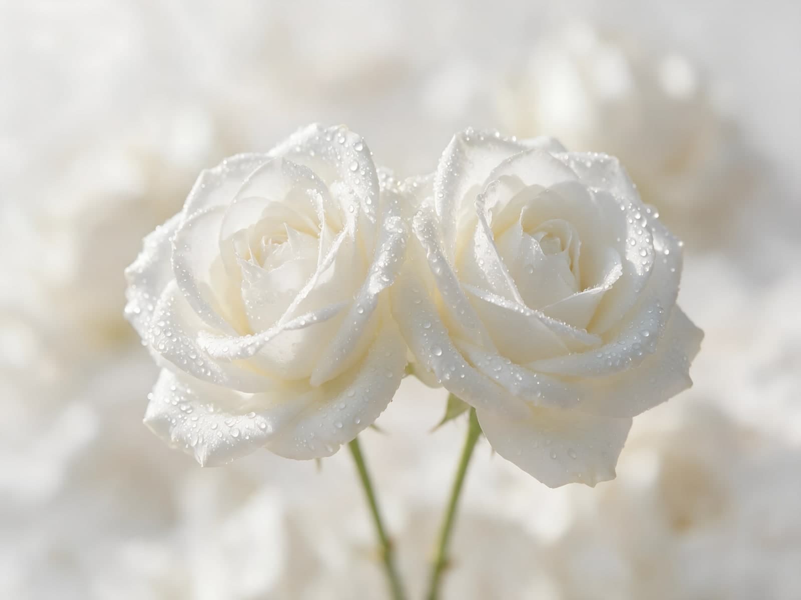 Witte rozen met dauw op lichte achtergrond