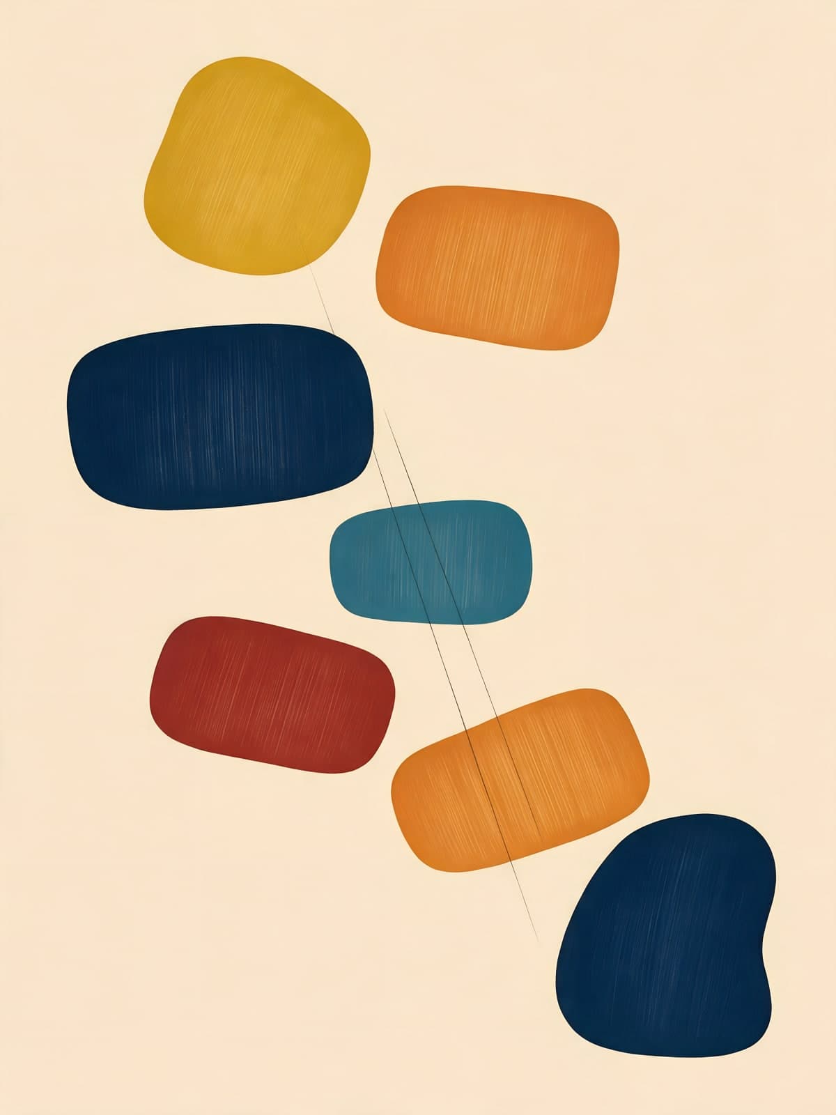 Mosterd, oranje en marineblauwe vormen