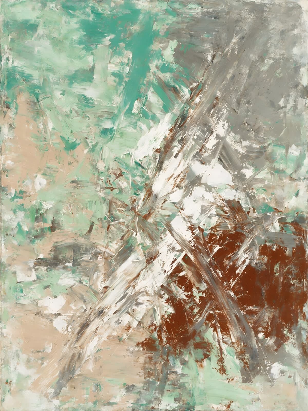 Abstracte krassen in mintgroen en wit