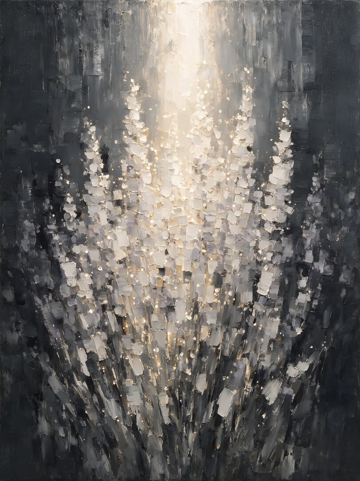 Witte bloemen in een lichtstraal