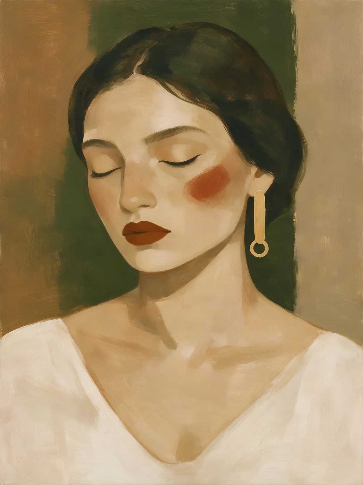 Portret van een vrouw met gouden oorbel