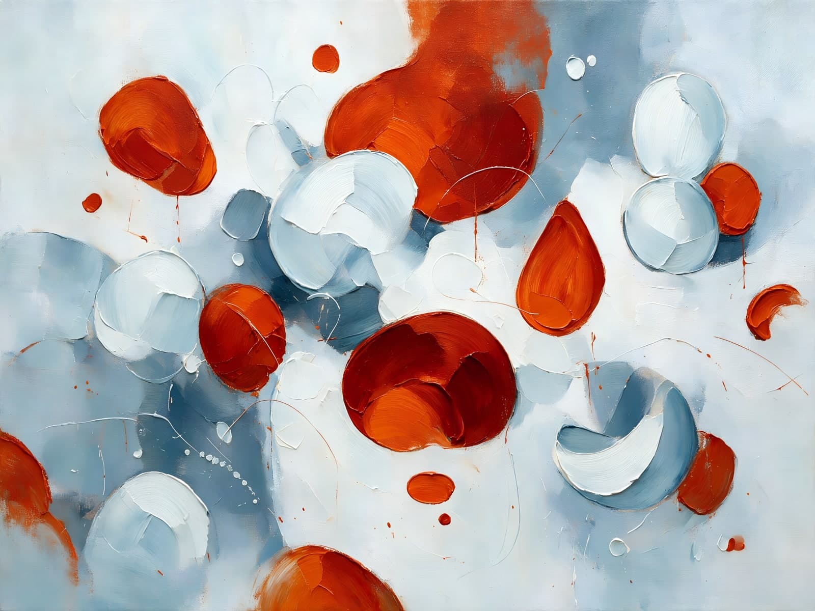 Rode druppels en blauwwitte bollen