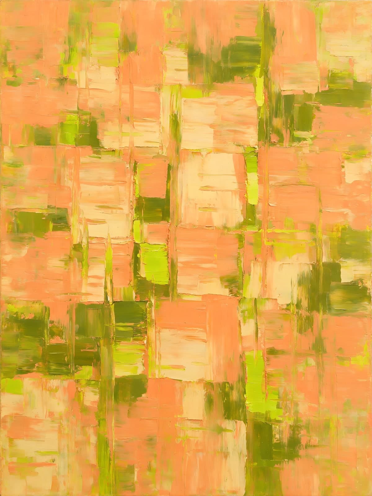 Abstracte vlakken in perzik en limoengroen