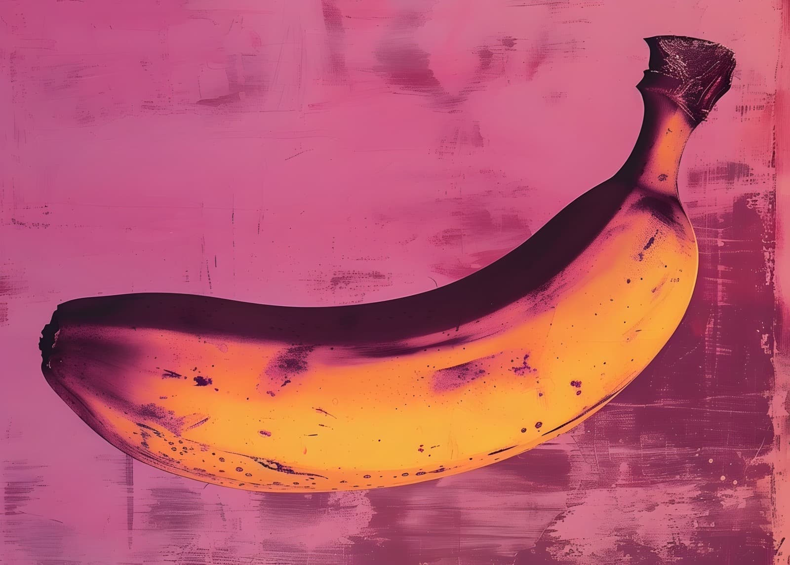 Gevlekte banaan op roze achtergrond