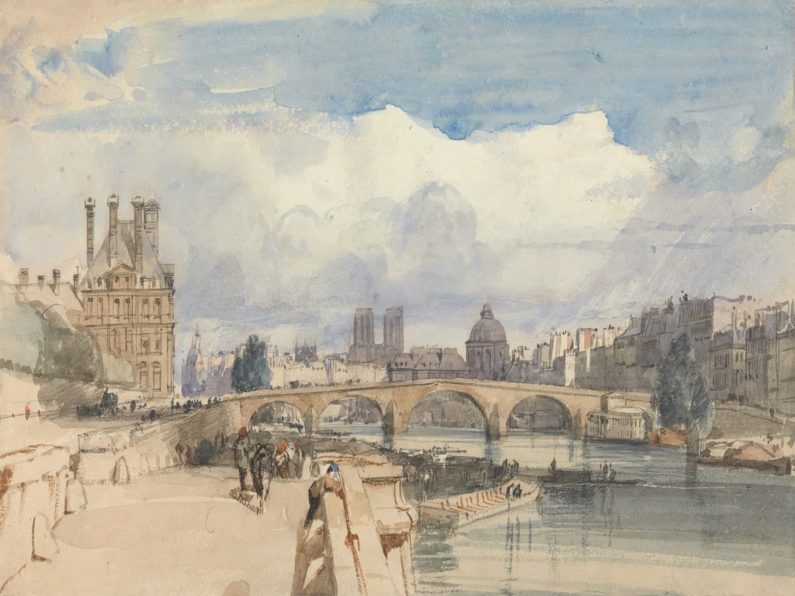 Le Pont Royal met een brede rivier