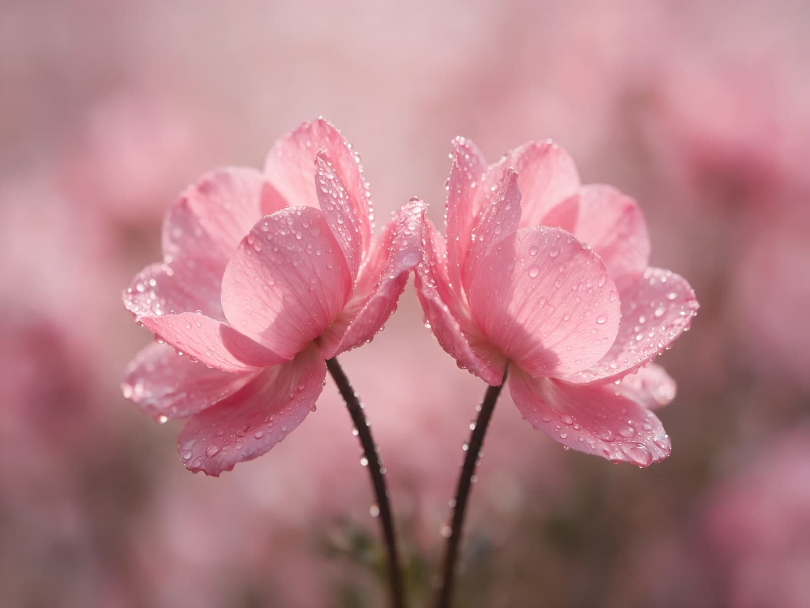 Twee roze lotusbloemen met dauw