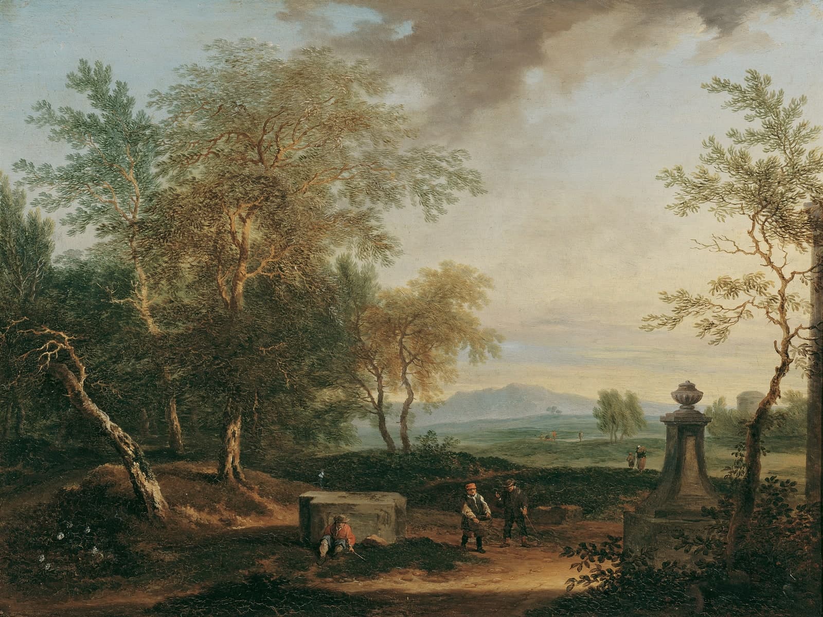 Landschap met een sokkel