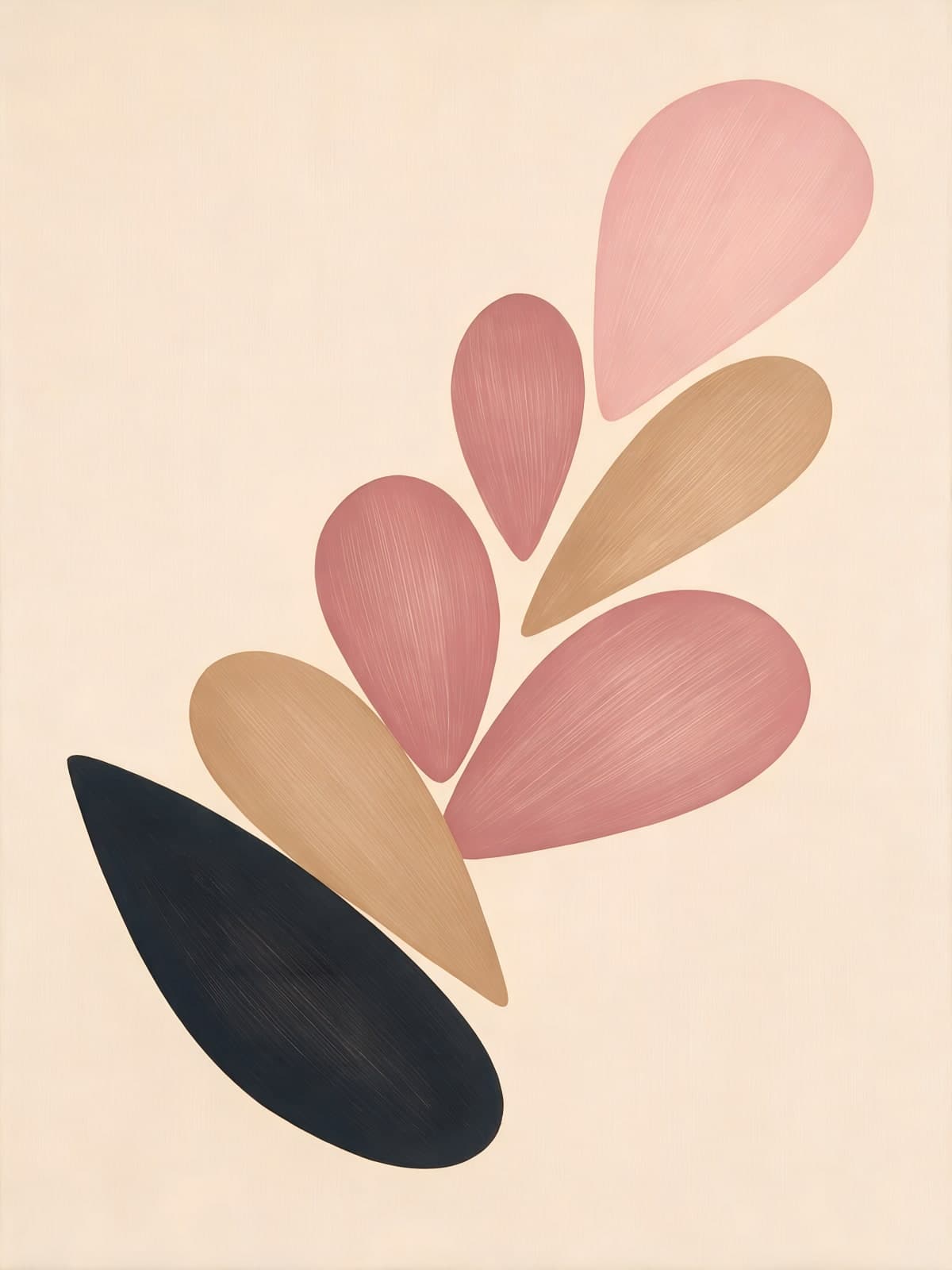 Roze en beige bladvormen met zwart blad