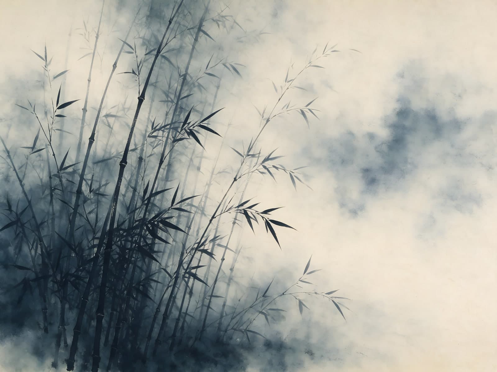Bamboe in blauwgrijze mist