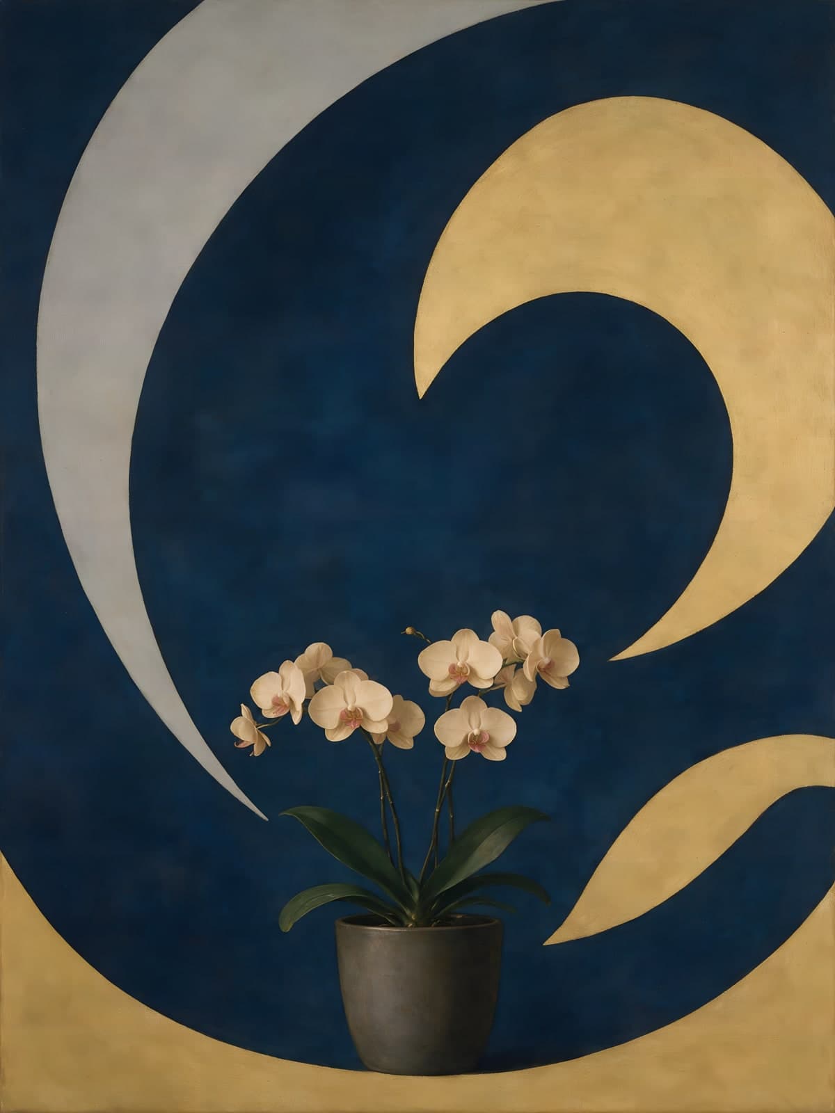 Orchidee voor blauwe en gouden bogen