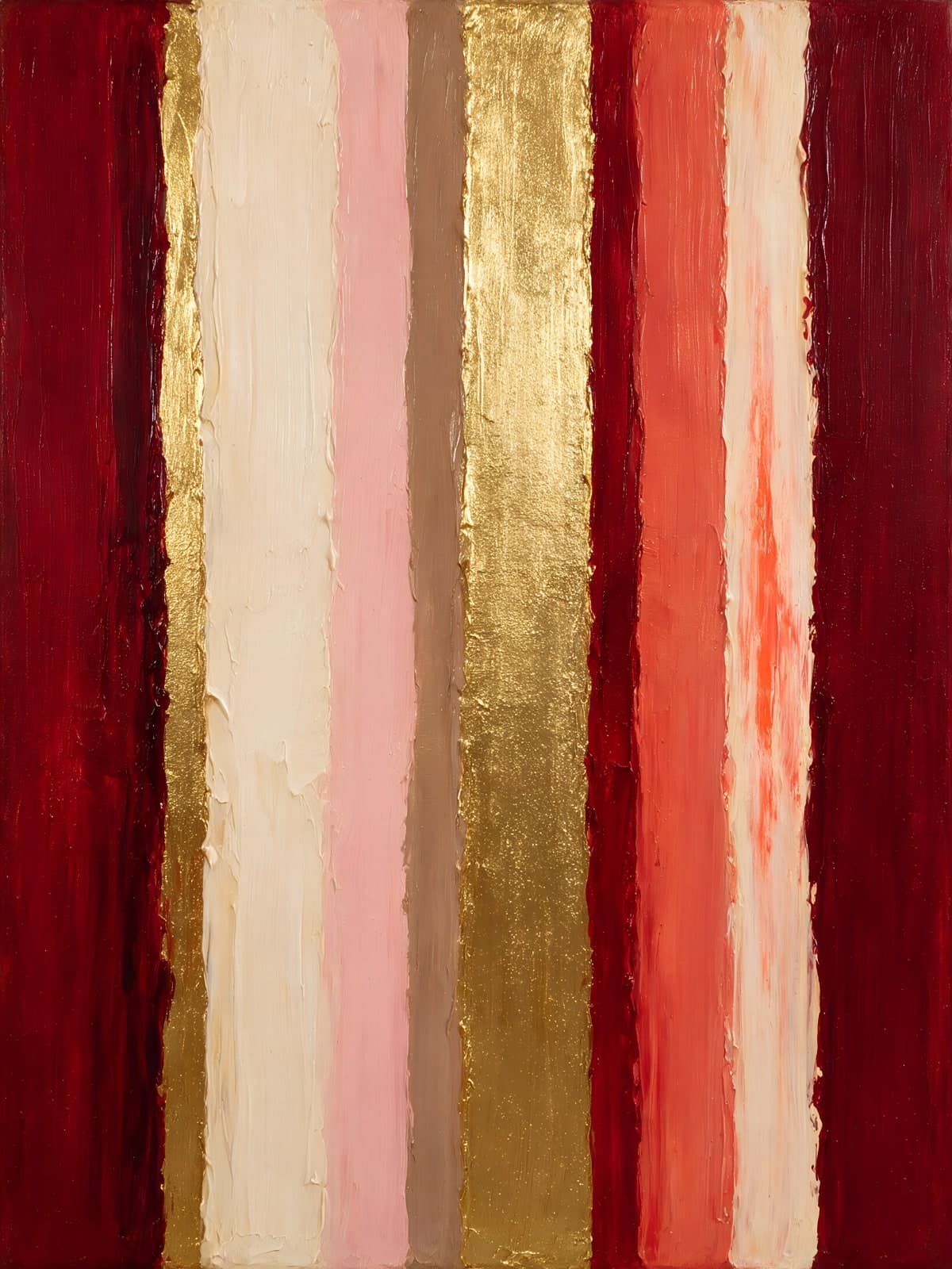 Rood, roze en gouden verticale banen