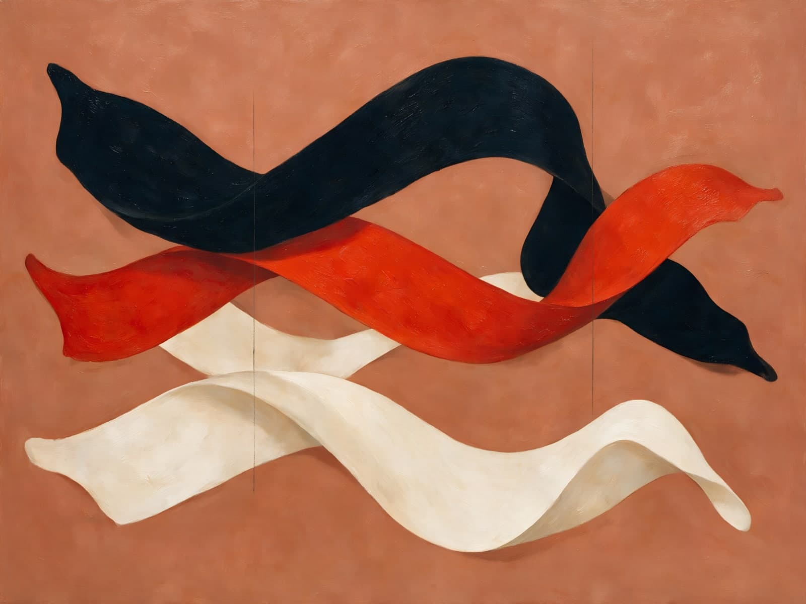 Drie linten in zwart, rood en wit