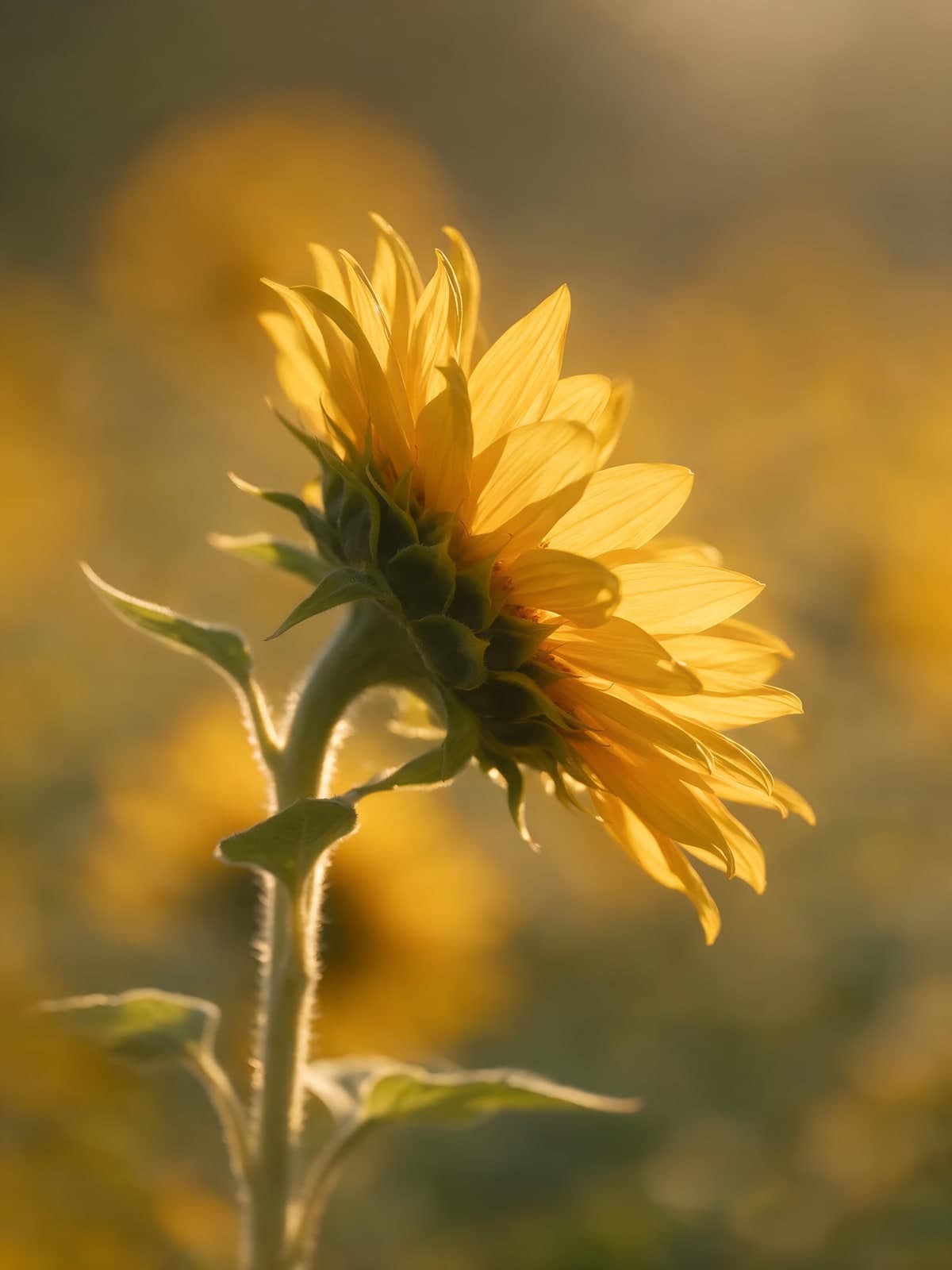 Zonnebloem voor een achtergrond van gele bloemen