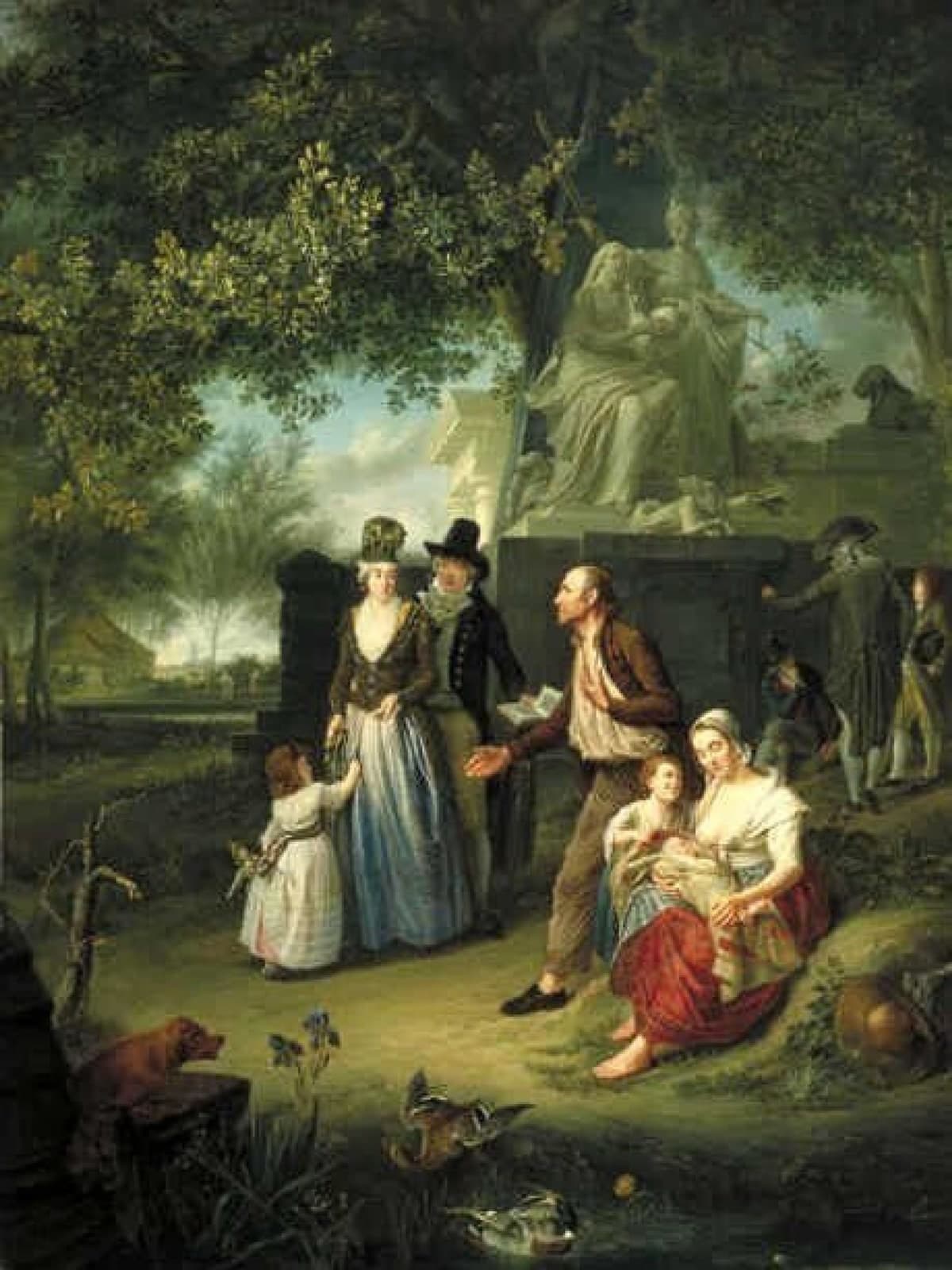 Landschap met figuren als uitbeelding van de Liefdadigheid