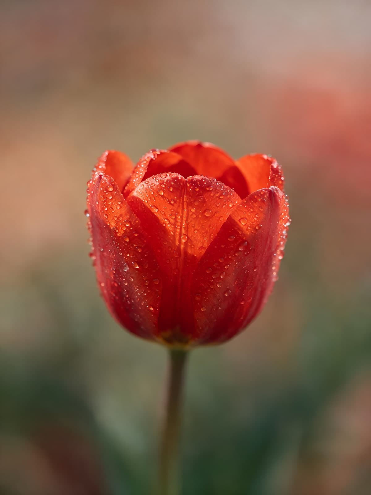 Enkele rode tulp voor een groene achtergrond