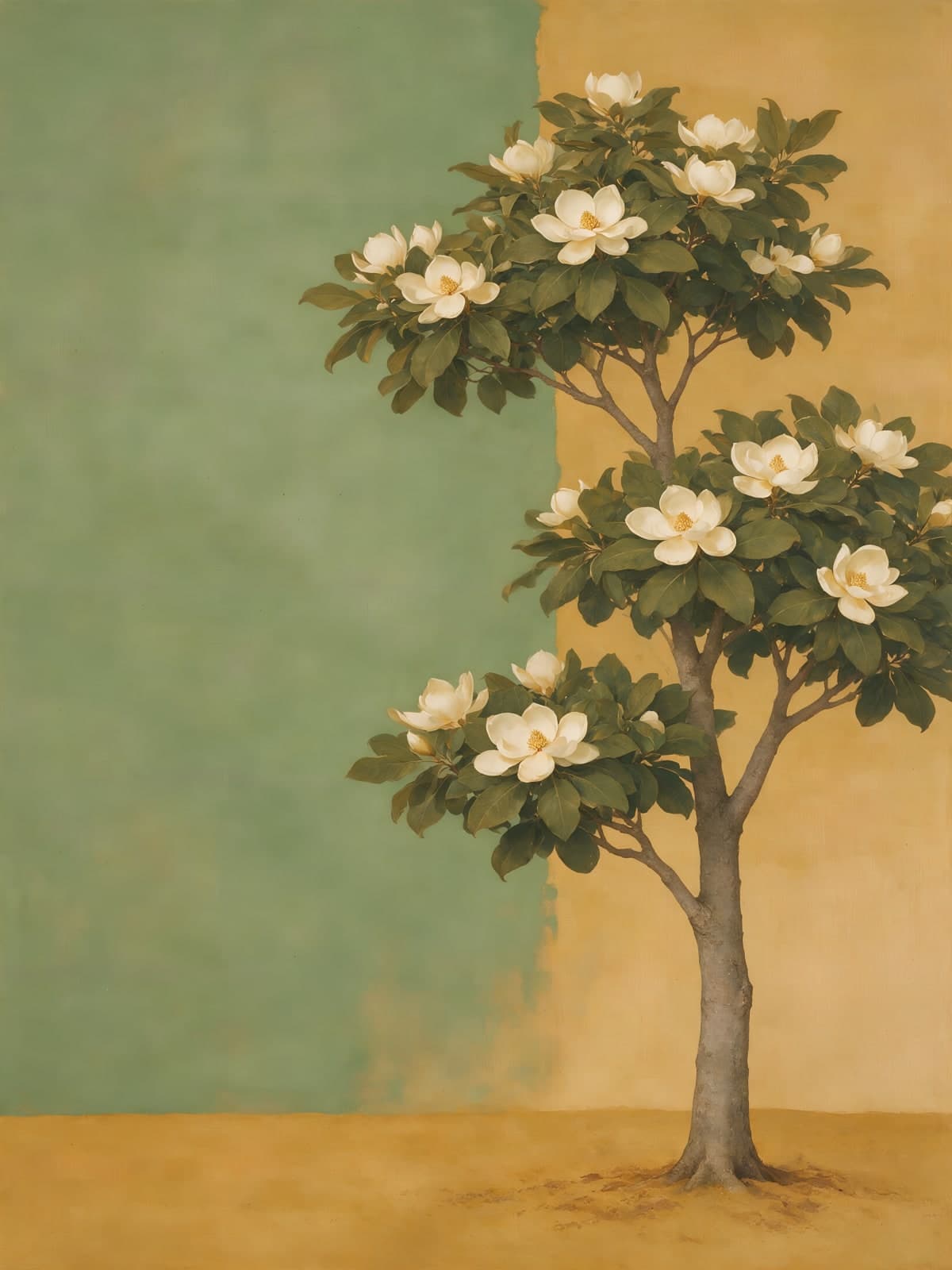 Magnoliaboom met witte bloemen