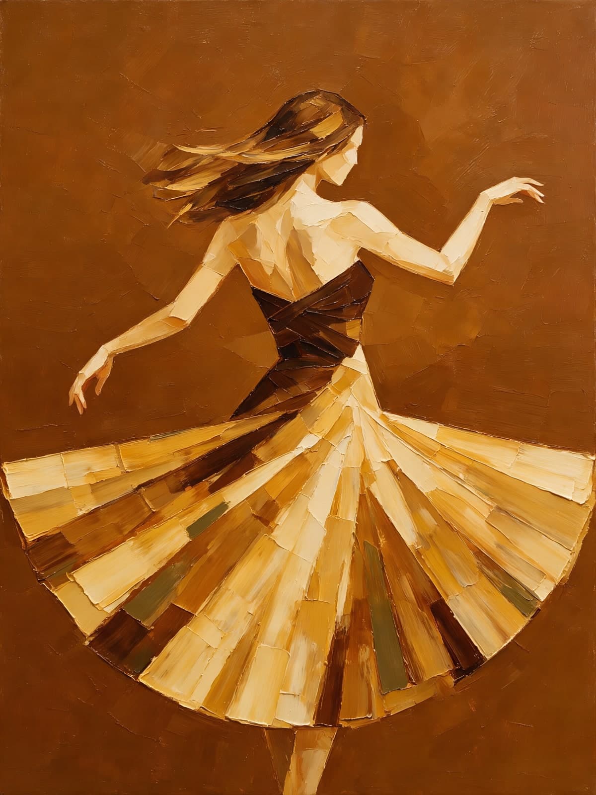 Danseres in een gouden gelaagde rok