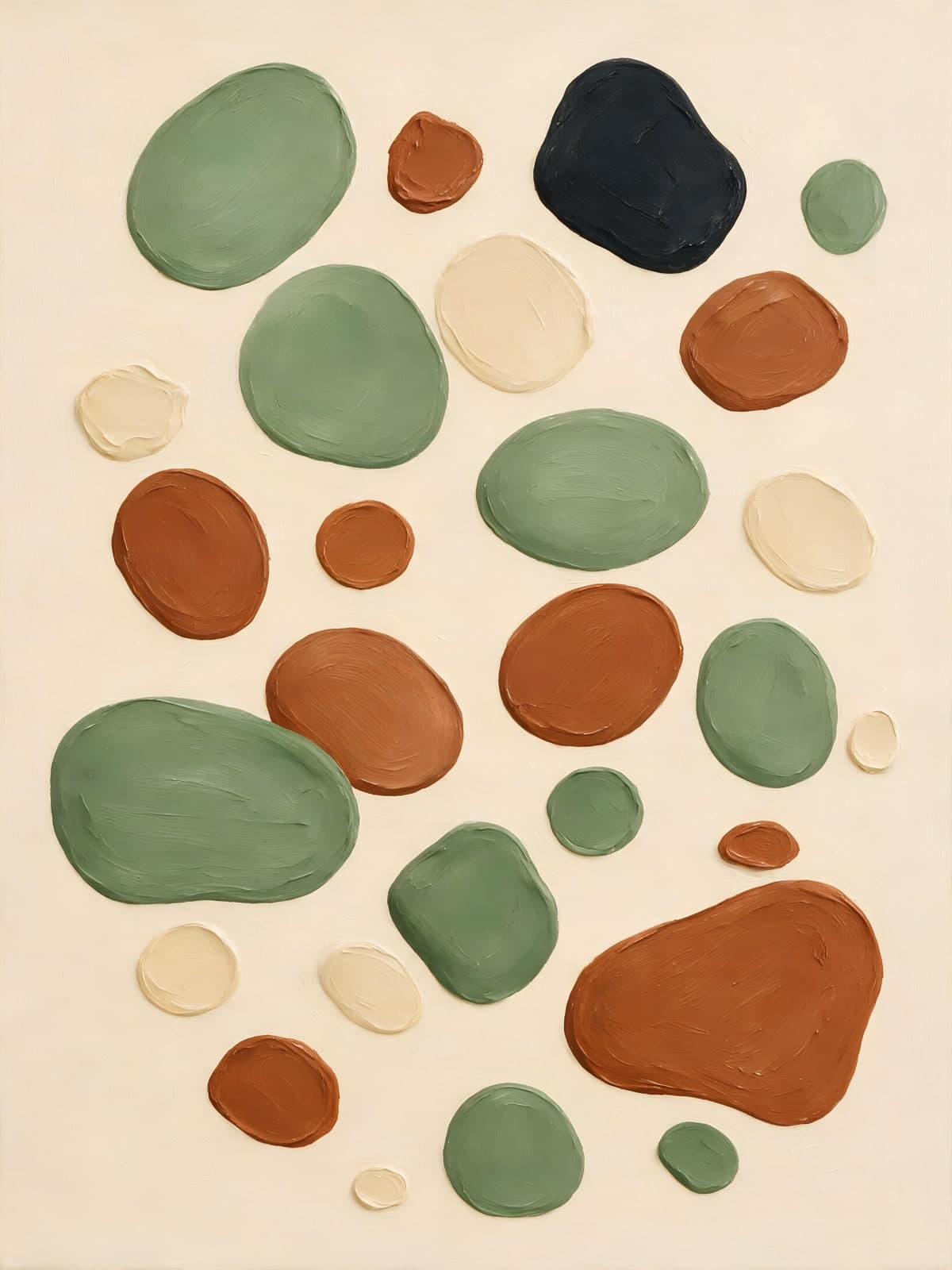 Saliegroene en terracotta ronde vormen