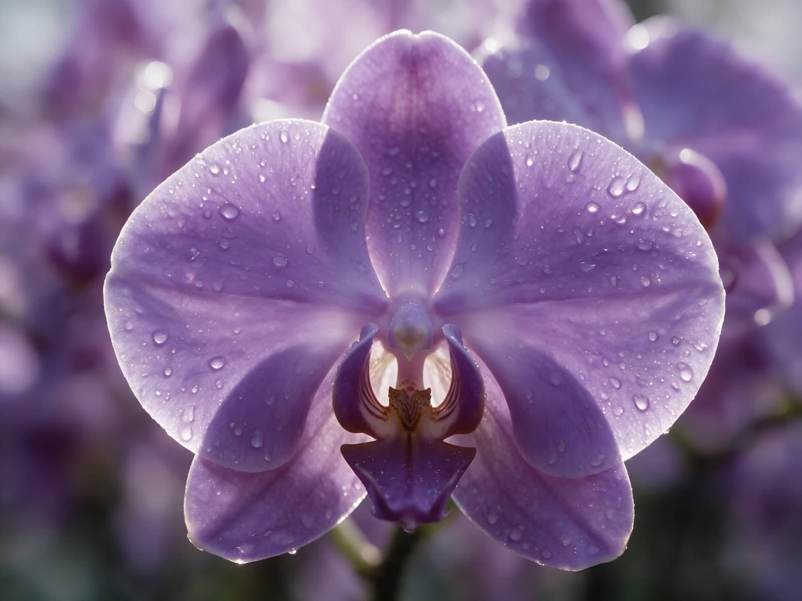 Paarse orchidee met dauwdruppels