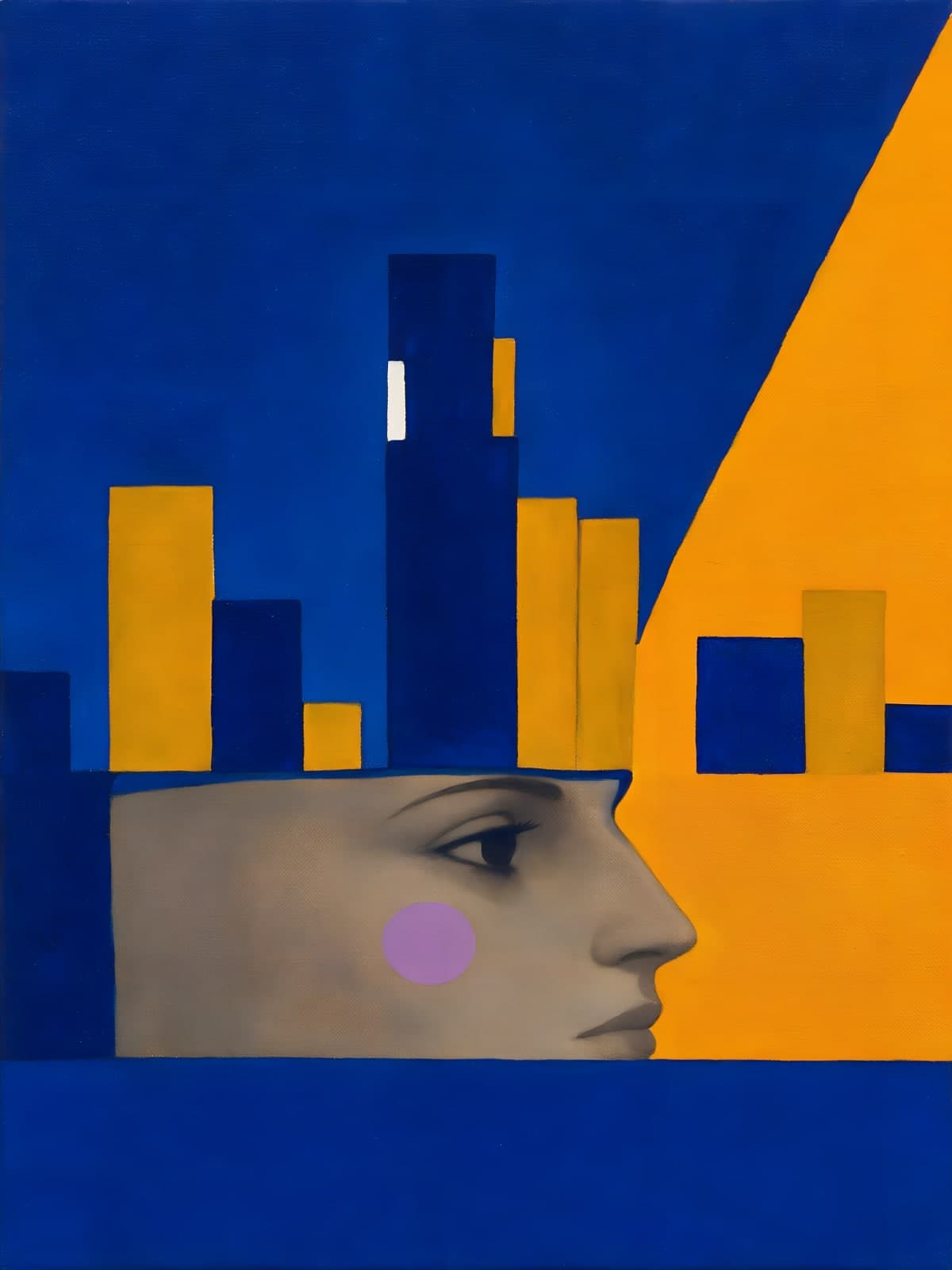 Profiel met skyline in blauw en oranje