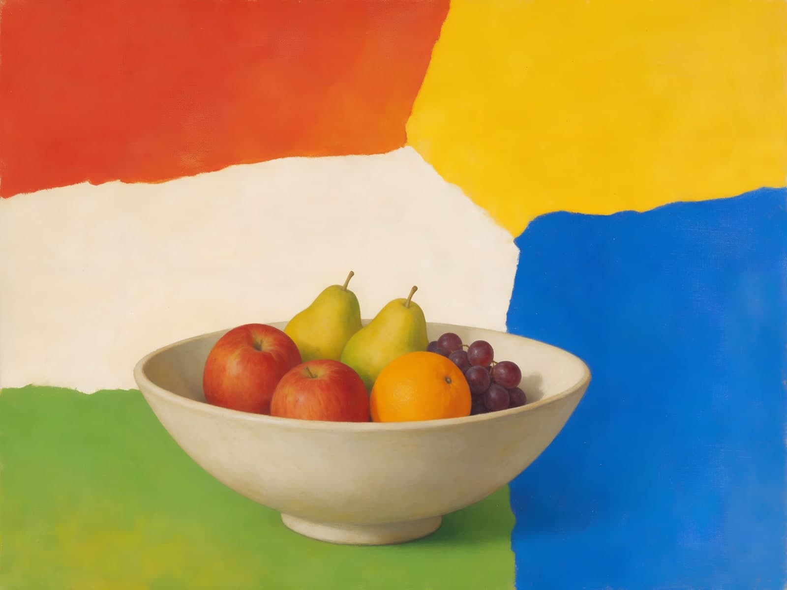 Fruitschaal voor vlakken van rood en blauw