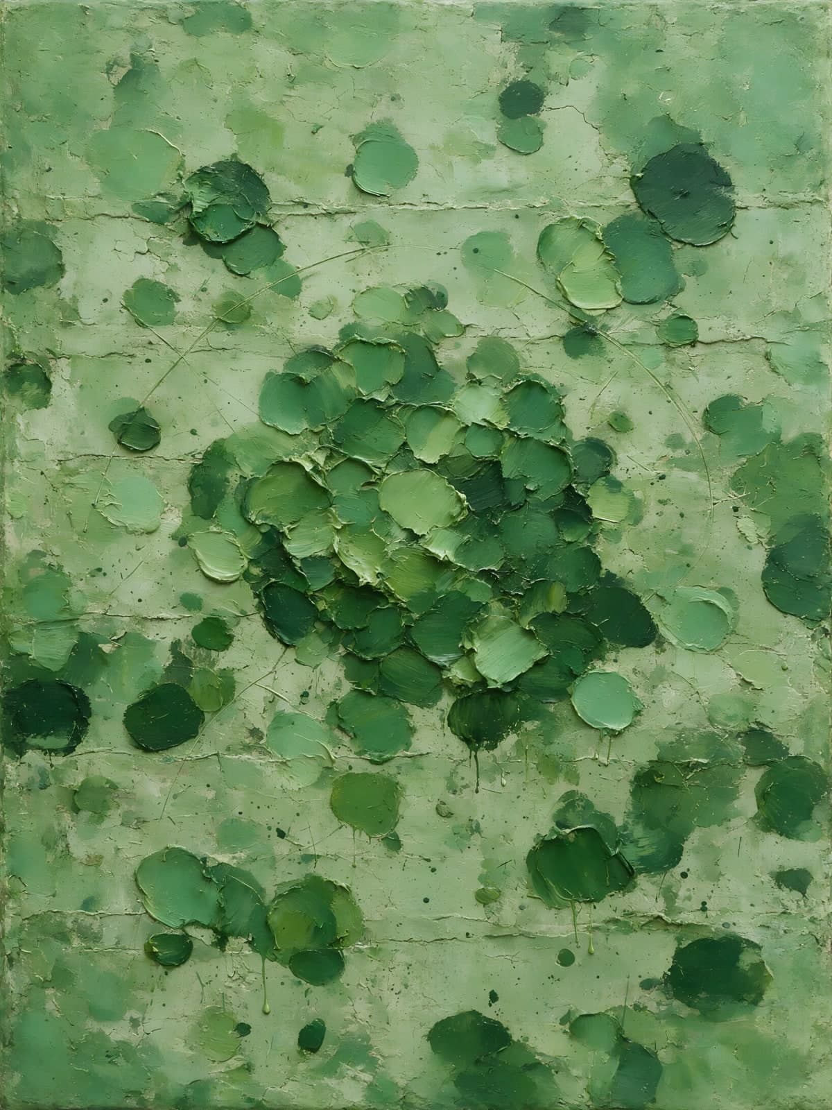 Groene verfvlekken op een bleekgroen vlak