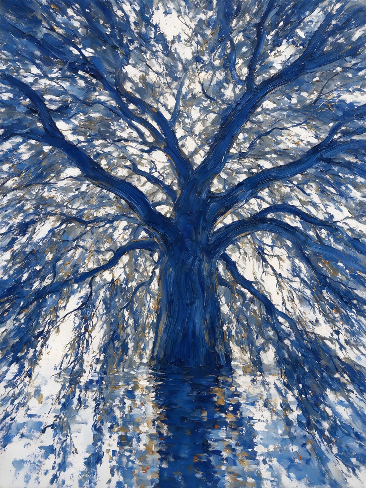 Blauwe boom met uitwaaierende takken